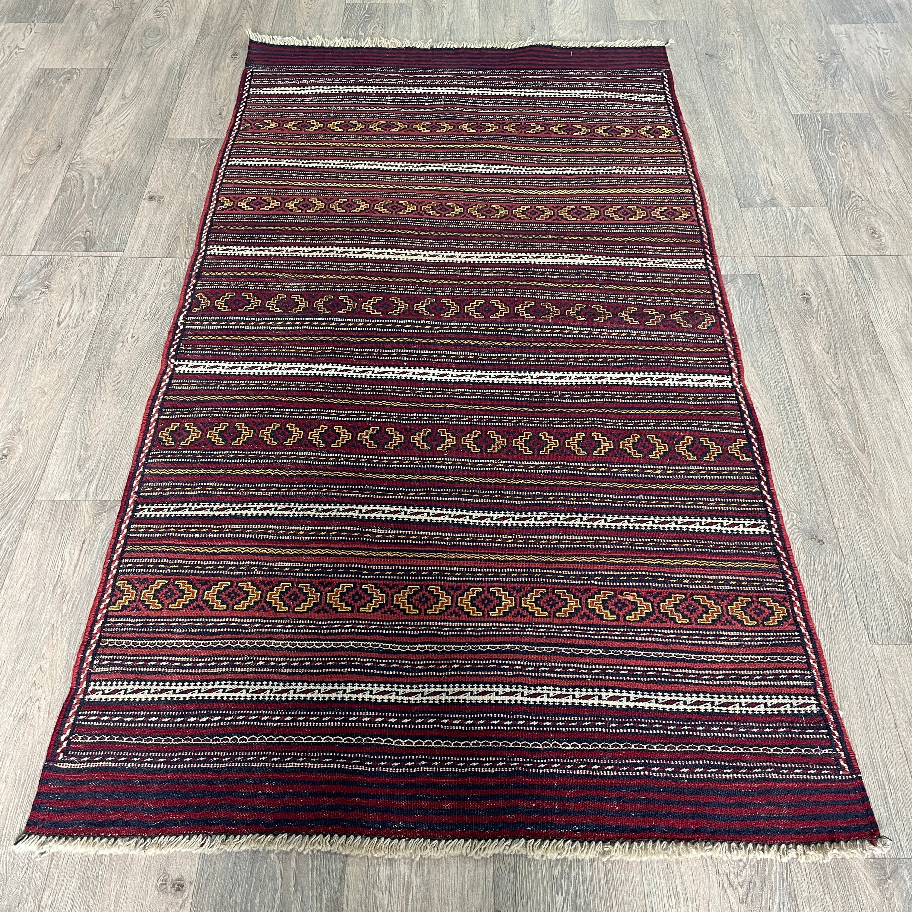182 x 97 cm | Afghan Jajim Kilim Rug - Khorasan Rugs