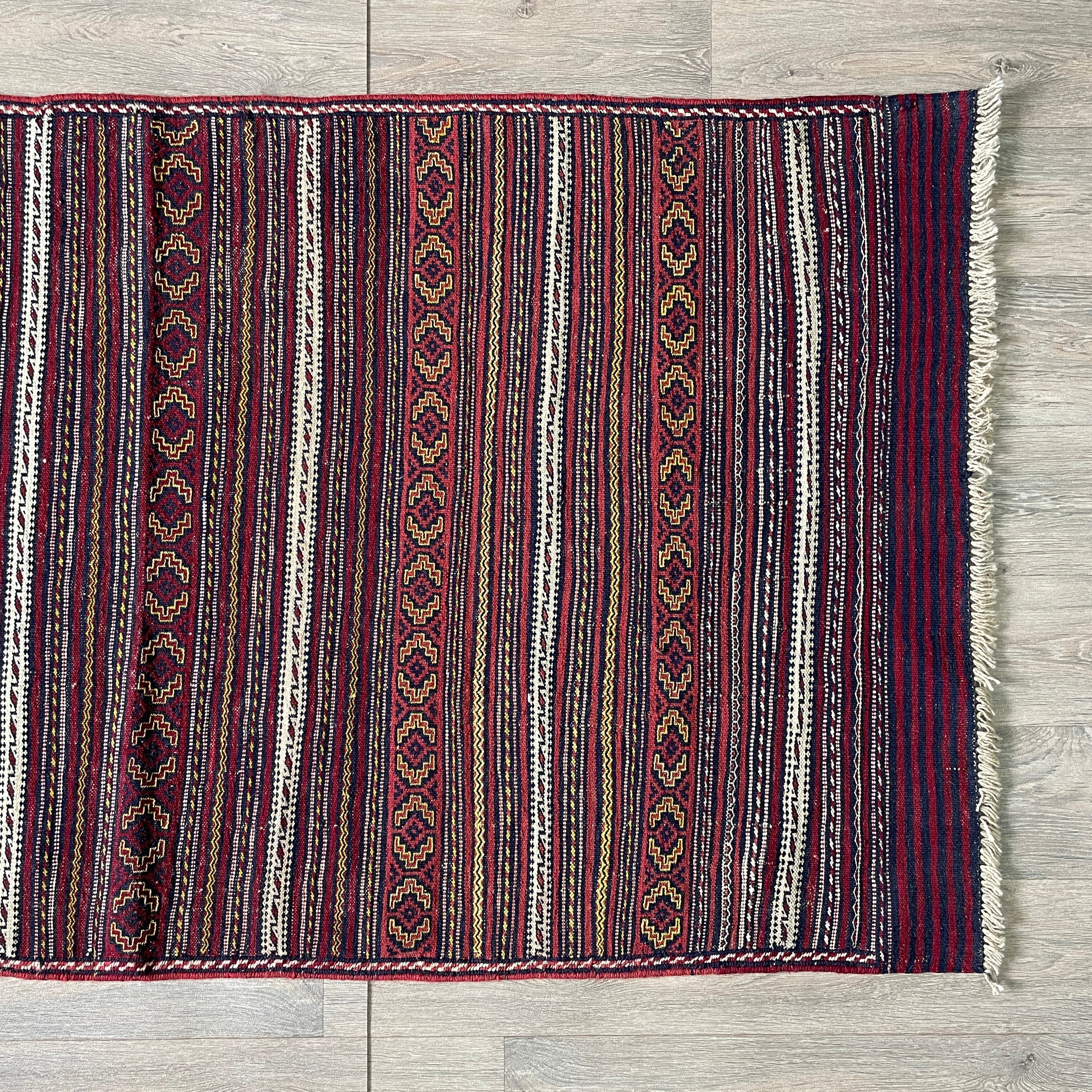 182 x 97 cm | Afghan Jajim Kilim Rug - Khorasan Rugs