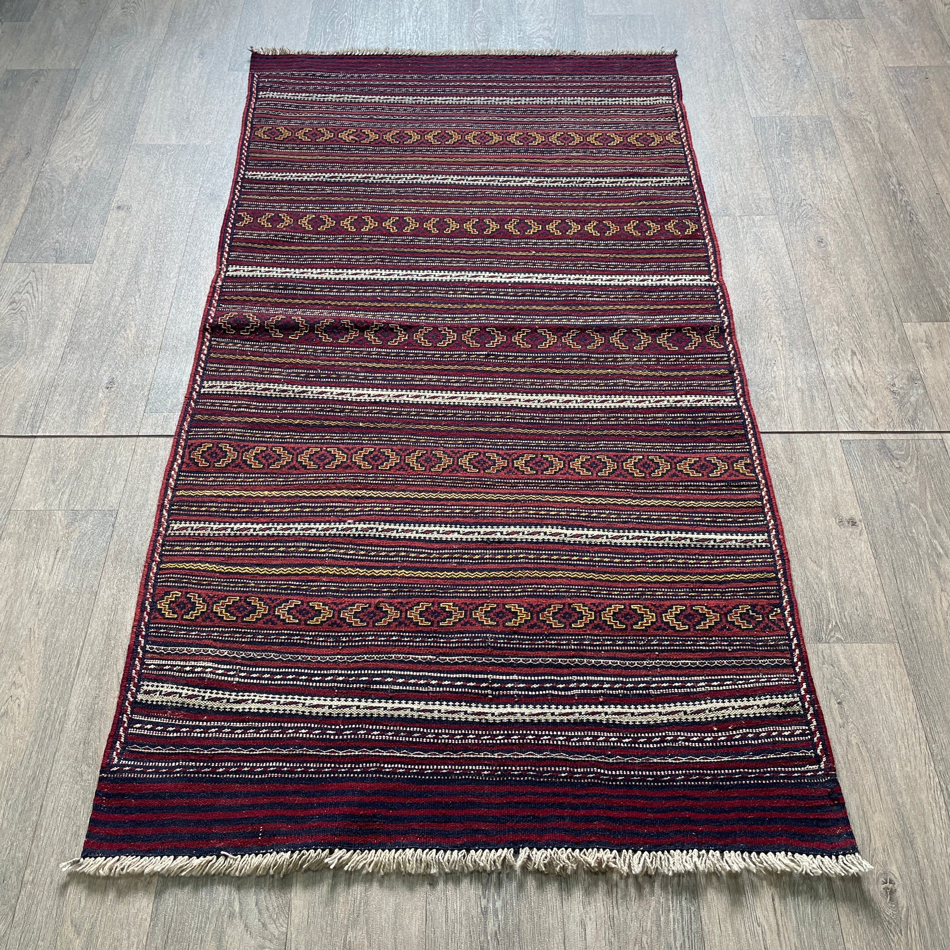 182 x 97 cm | Afghan Jajim Kilim Rug - Khorasan Rugs