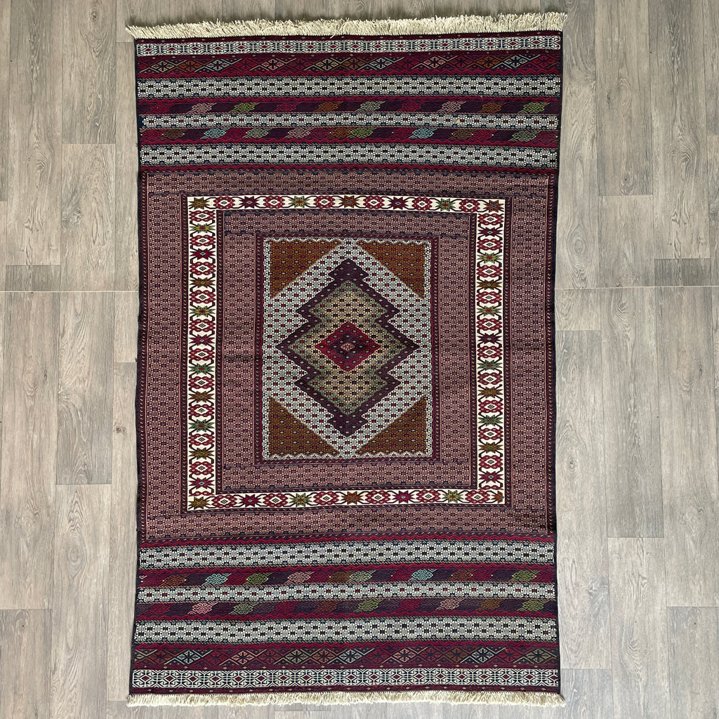 Fine Afghan Maliki Soumak Kilim Rug