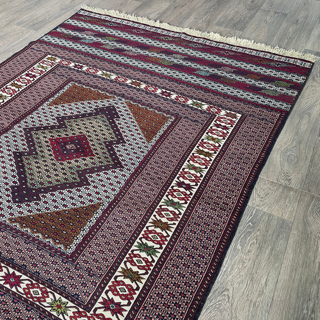 Fine Afghan Maliki Soumak Kilim Rug