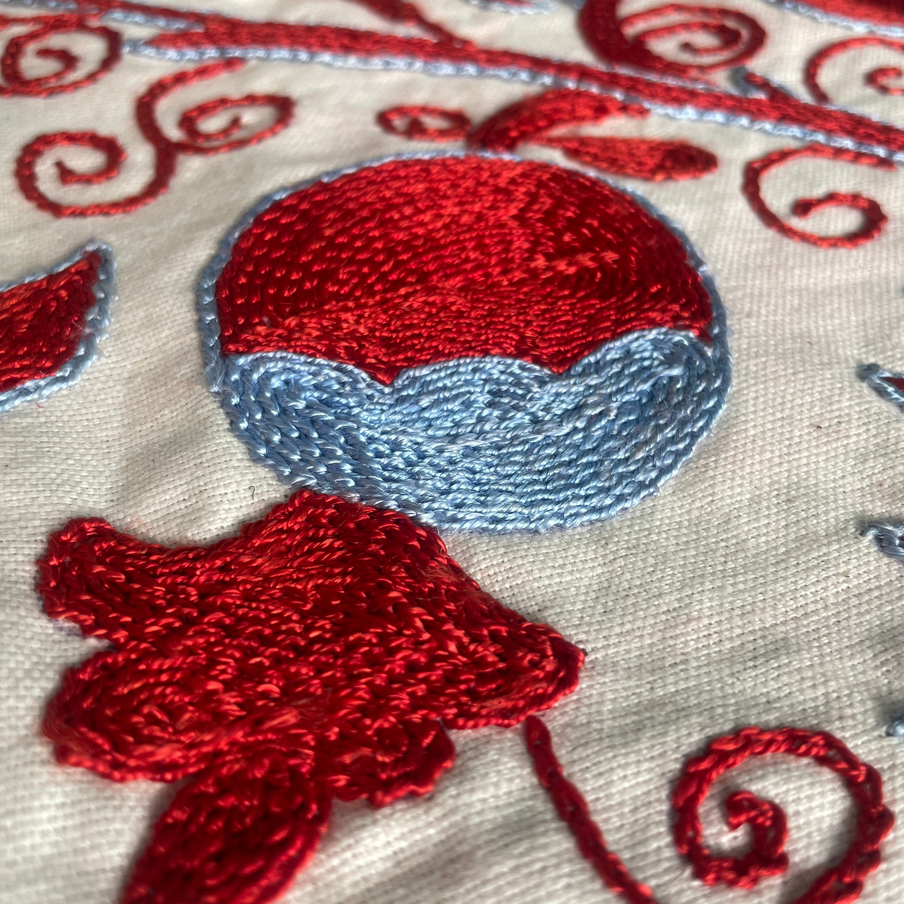 Uzbek 'Samarkand' Suzani Table Throw