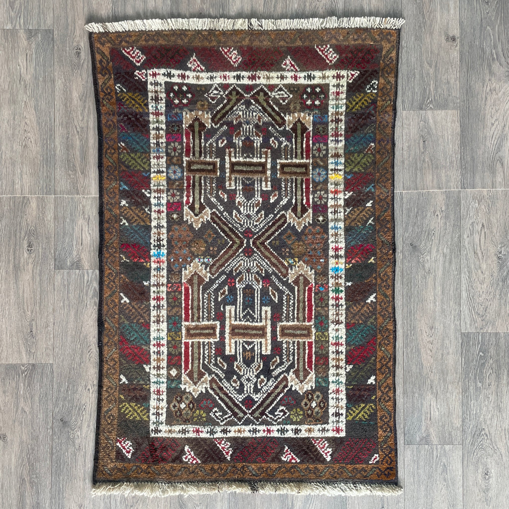 Old Afghan Herati Baluch Rug c. 1980
