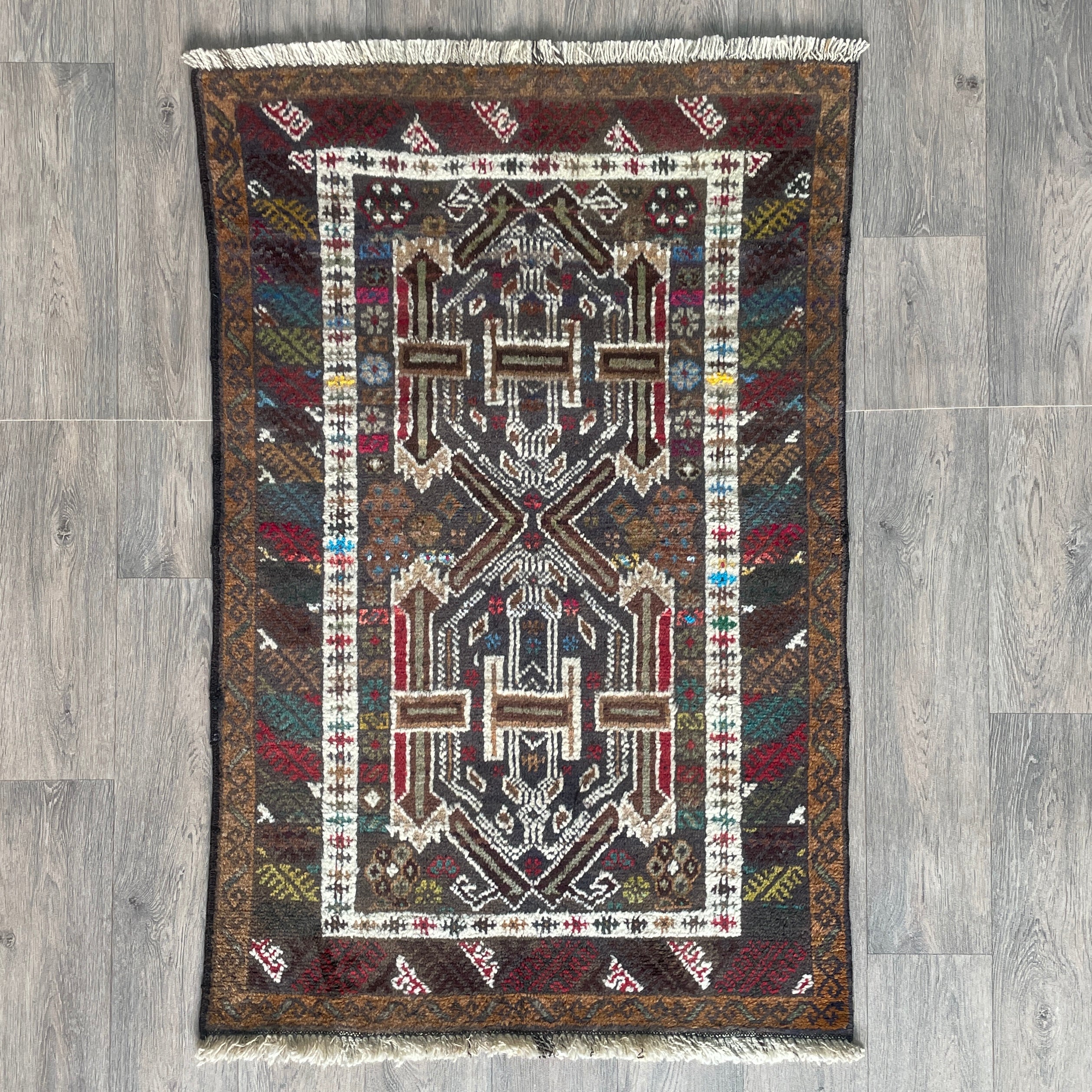 Old Afghan Herati Baluch Rug c. 1980