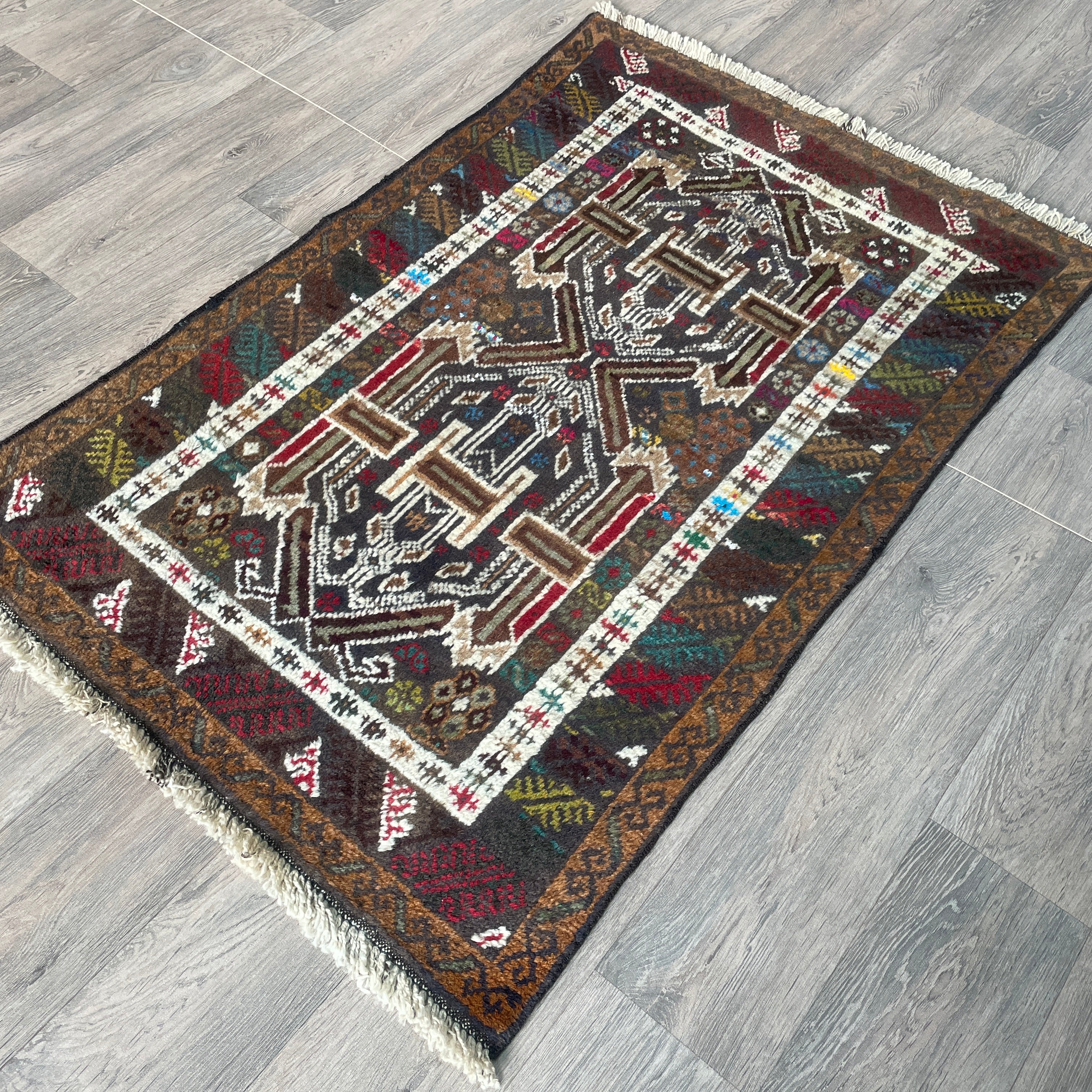 Old Afghan Herati Baluch Rug c. 1980