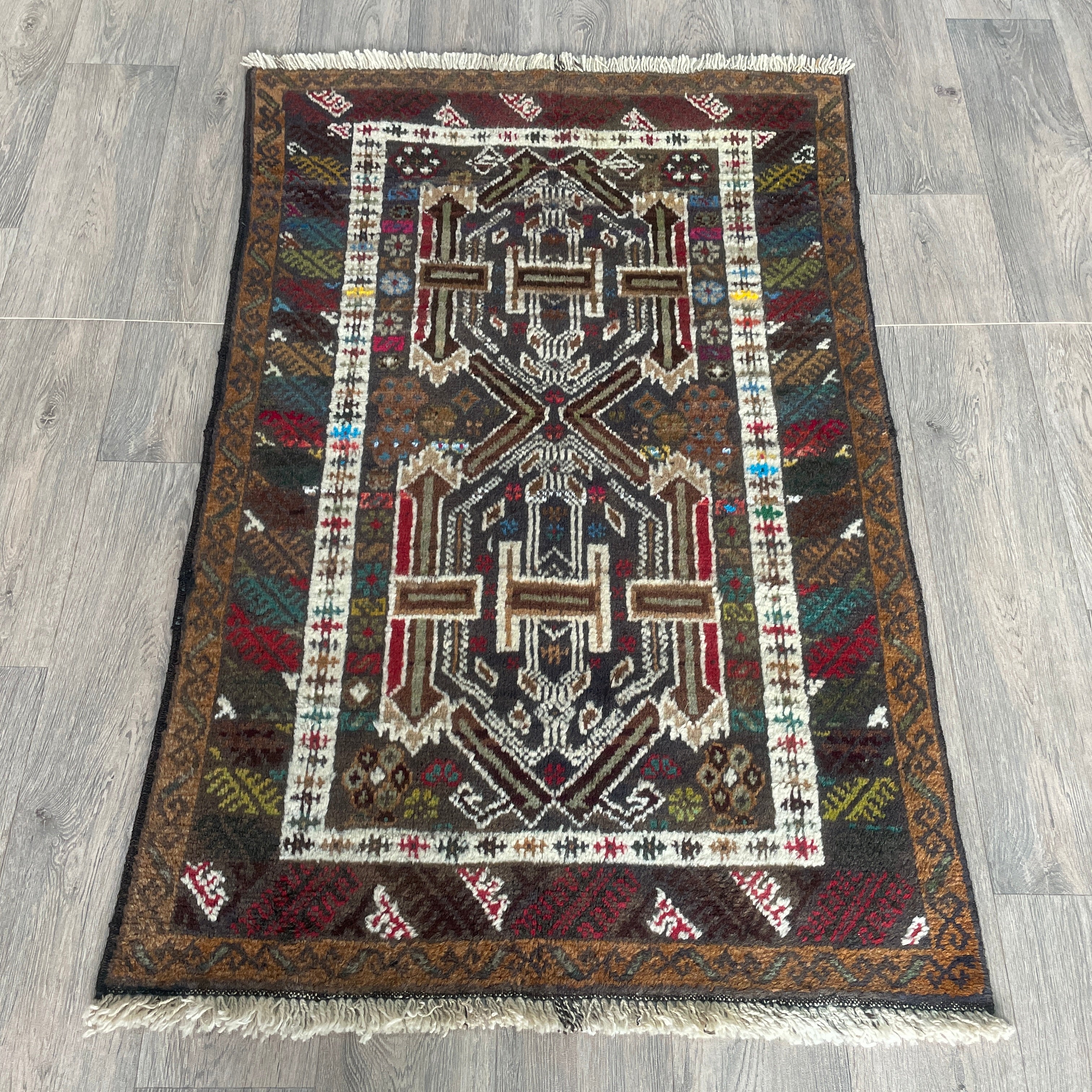 Old Afghan Herati Baluch Rug c. 1980
