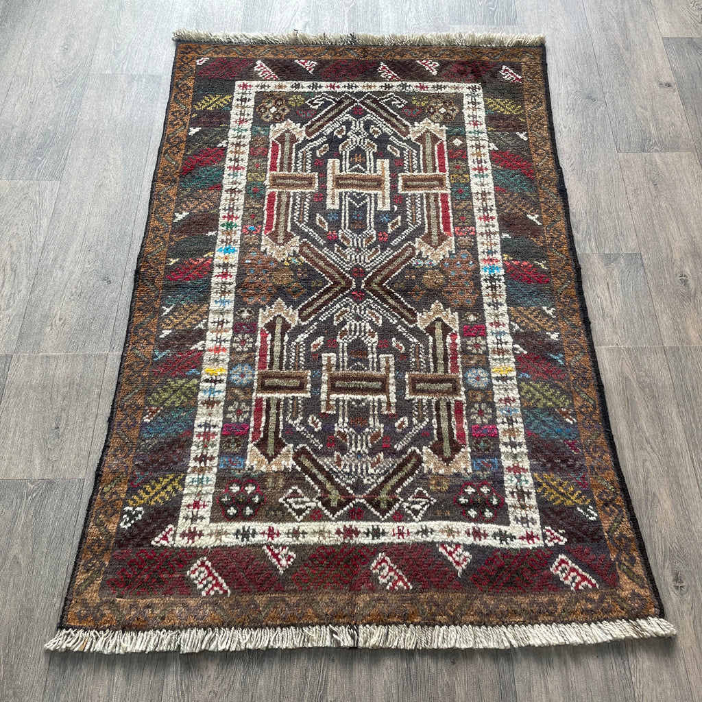 Old Afghan Herati Baluch Rug c. 1980