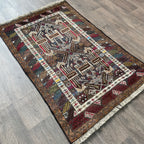 Old Afghan Herati Baluch Rug c. 1980
