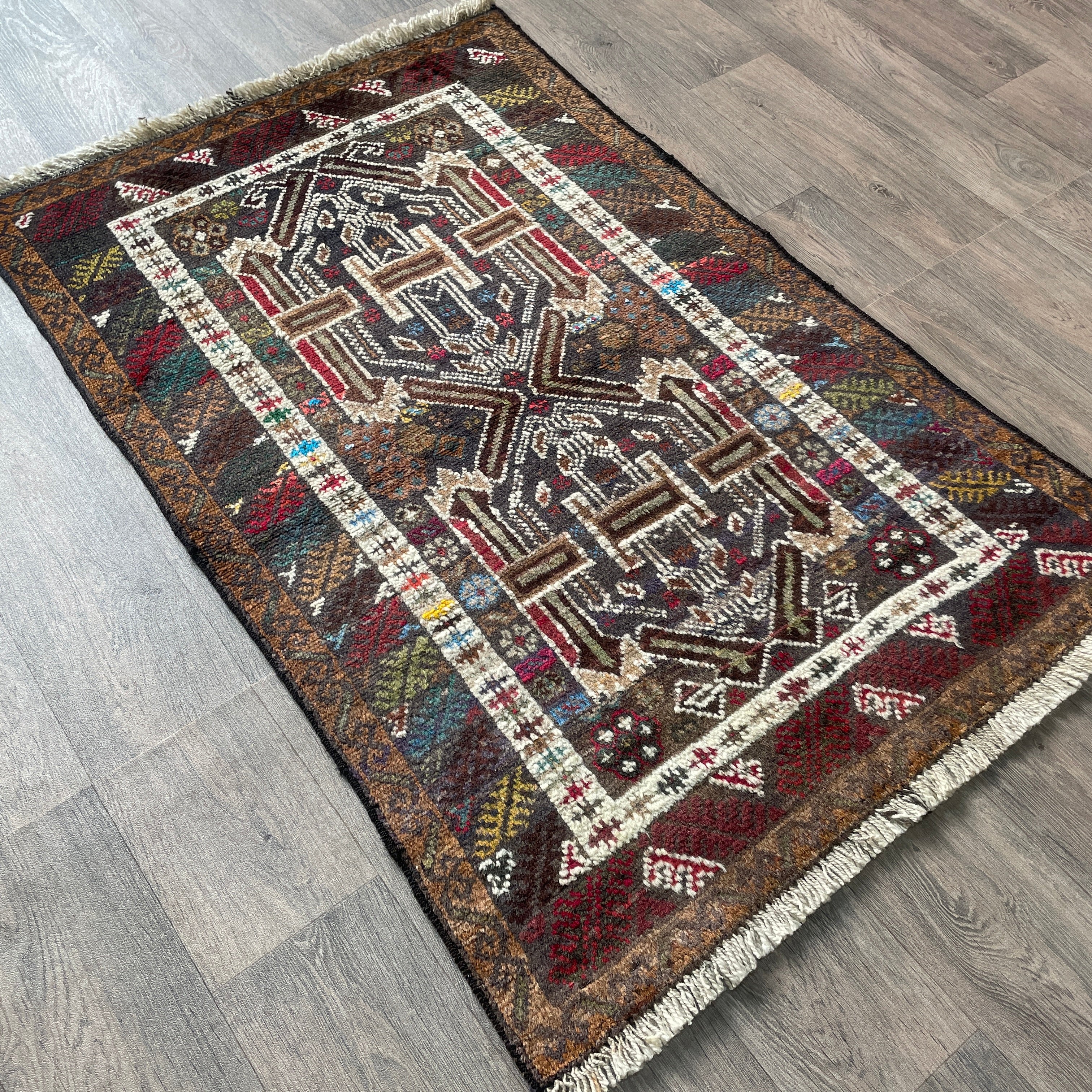 Old Afghan Herati Baluch Rug c. 1980