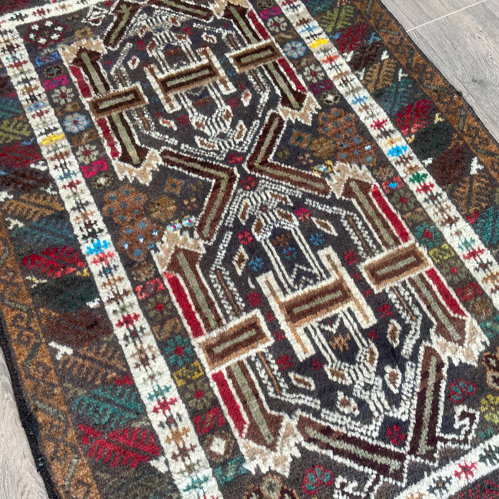 Old Afghan Herati Baluch Rug c. 1980