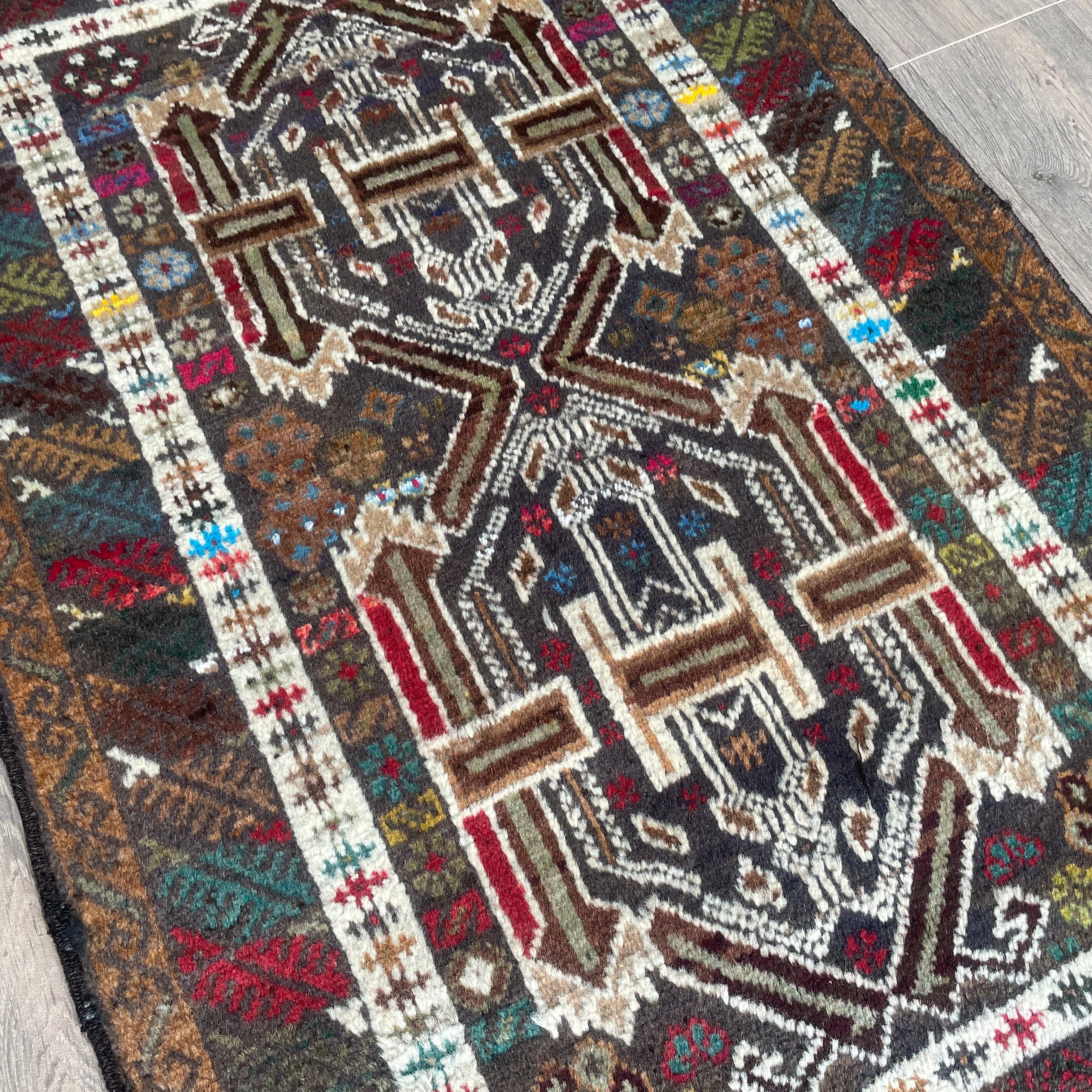 Old Afghan Herati Baluch Rug c. 1980