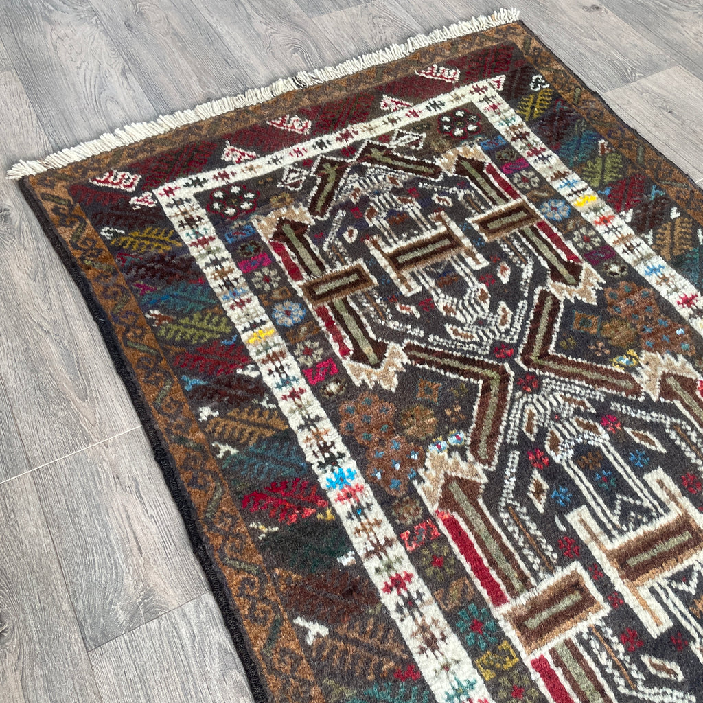 Old Afghan Herati Baluch Rug c. 1980