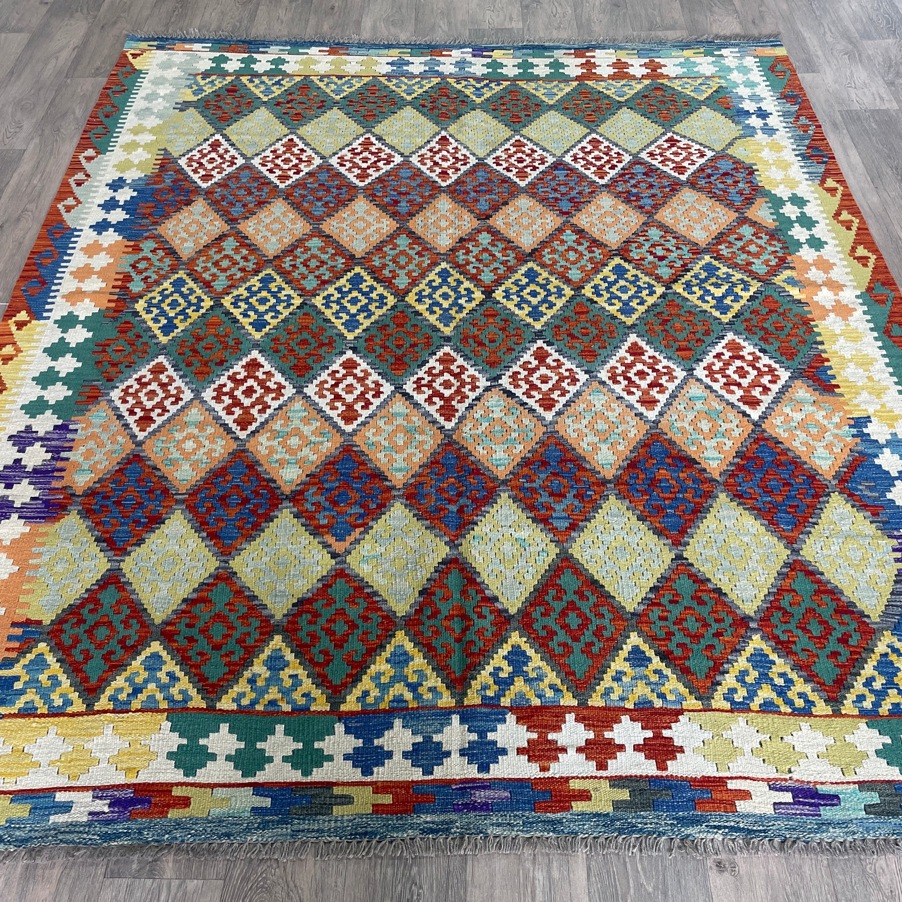 237 x 196 cm | Afghan Kilim Rug - Khorasan Rugs