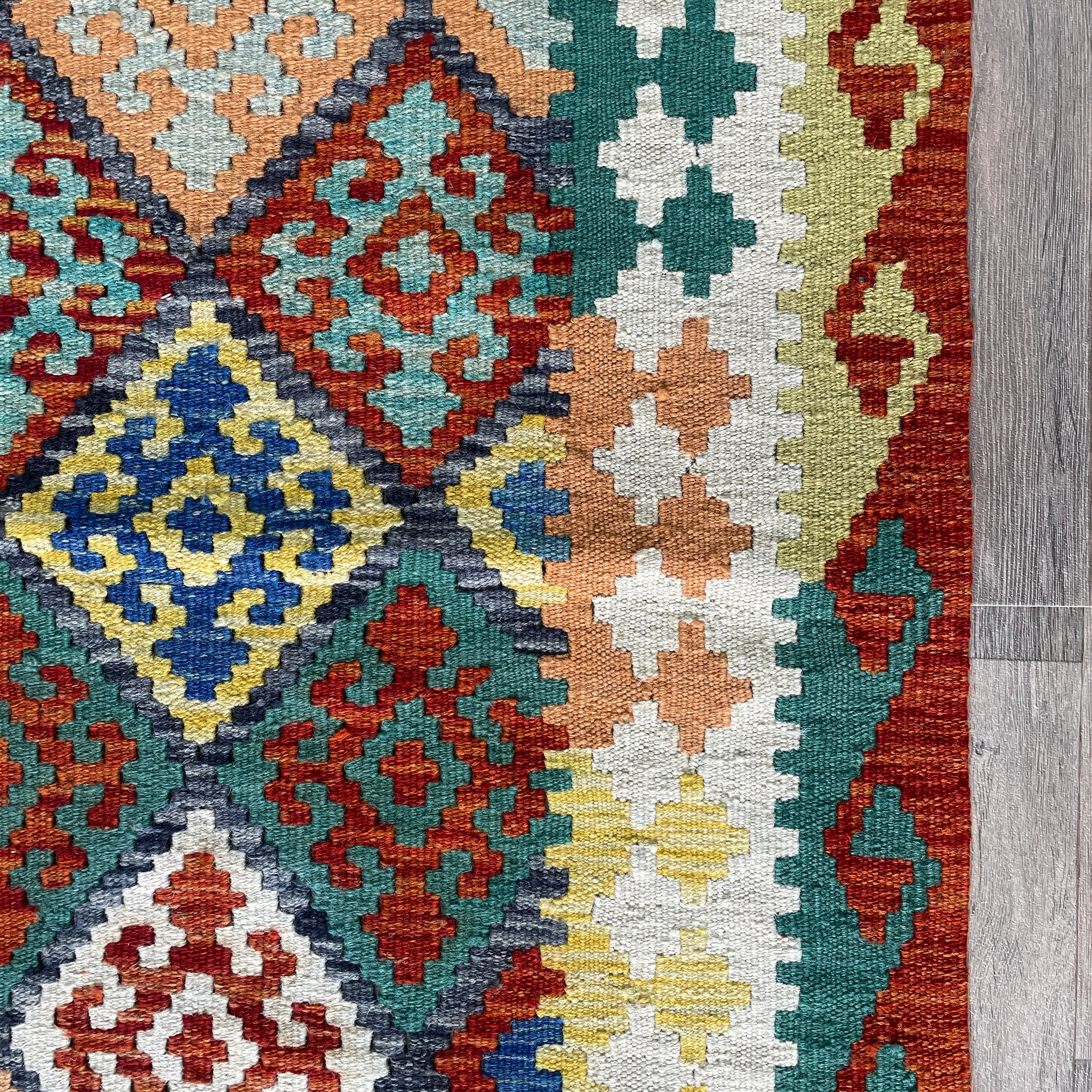237 x 196 cm | Afghan Kilim Rug - Khorasan Rugs