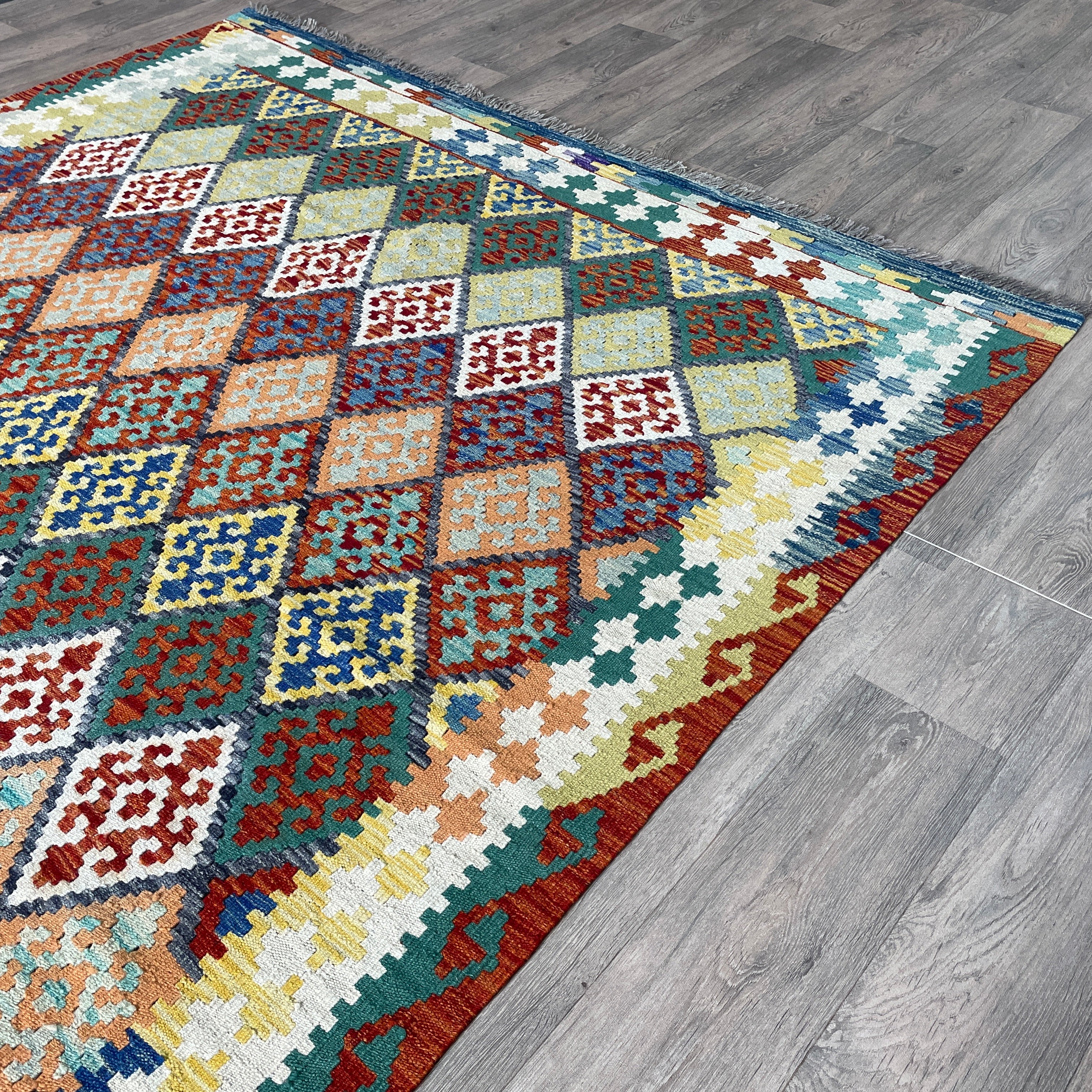 237 x 196 cm | Afghan Kilim Rug - Khorasan Rugs