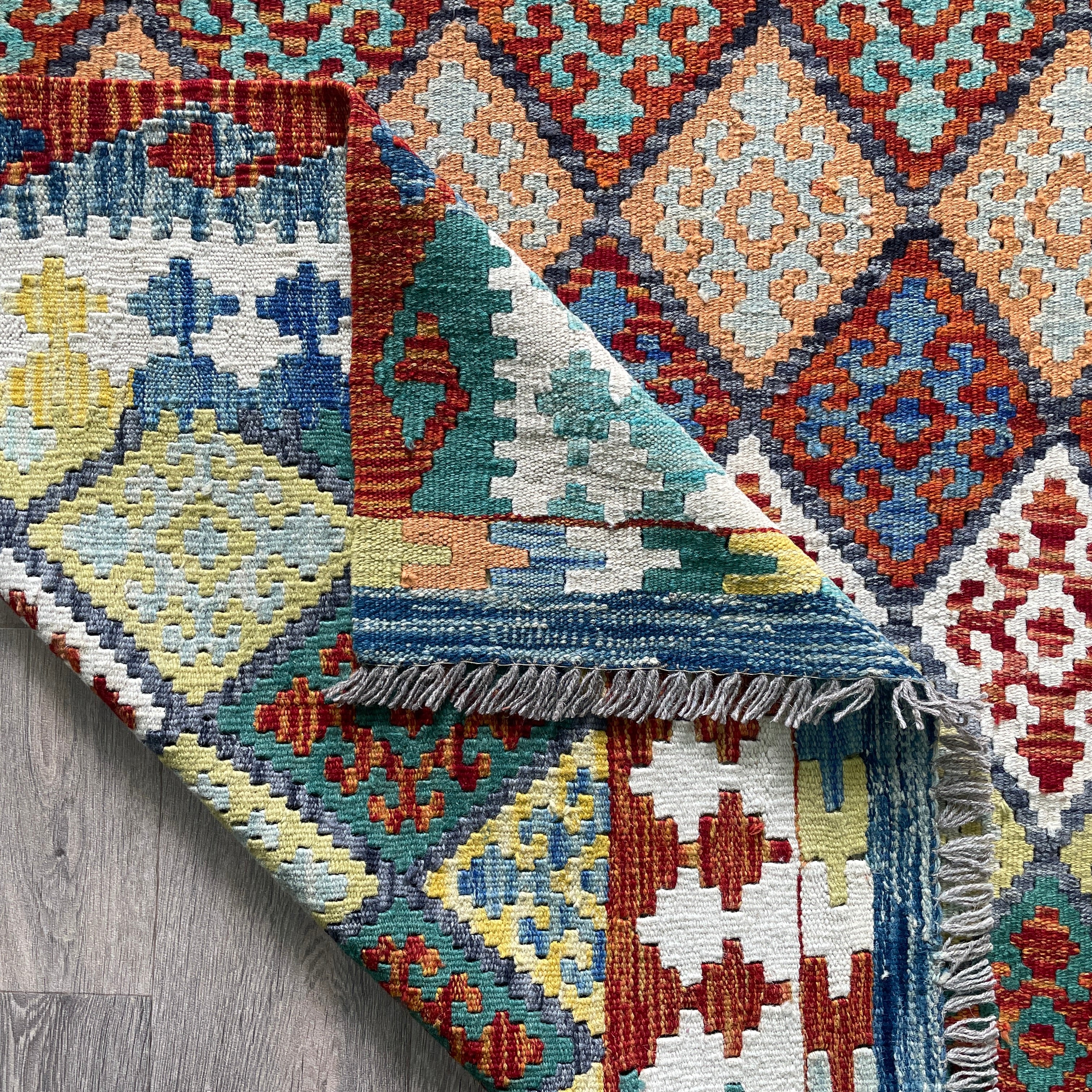 237 x 196 cm | Afghan Kilim Rug - Khorasan Rugs