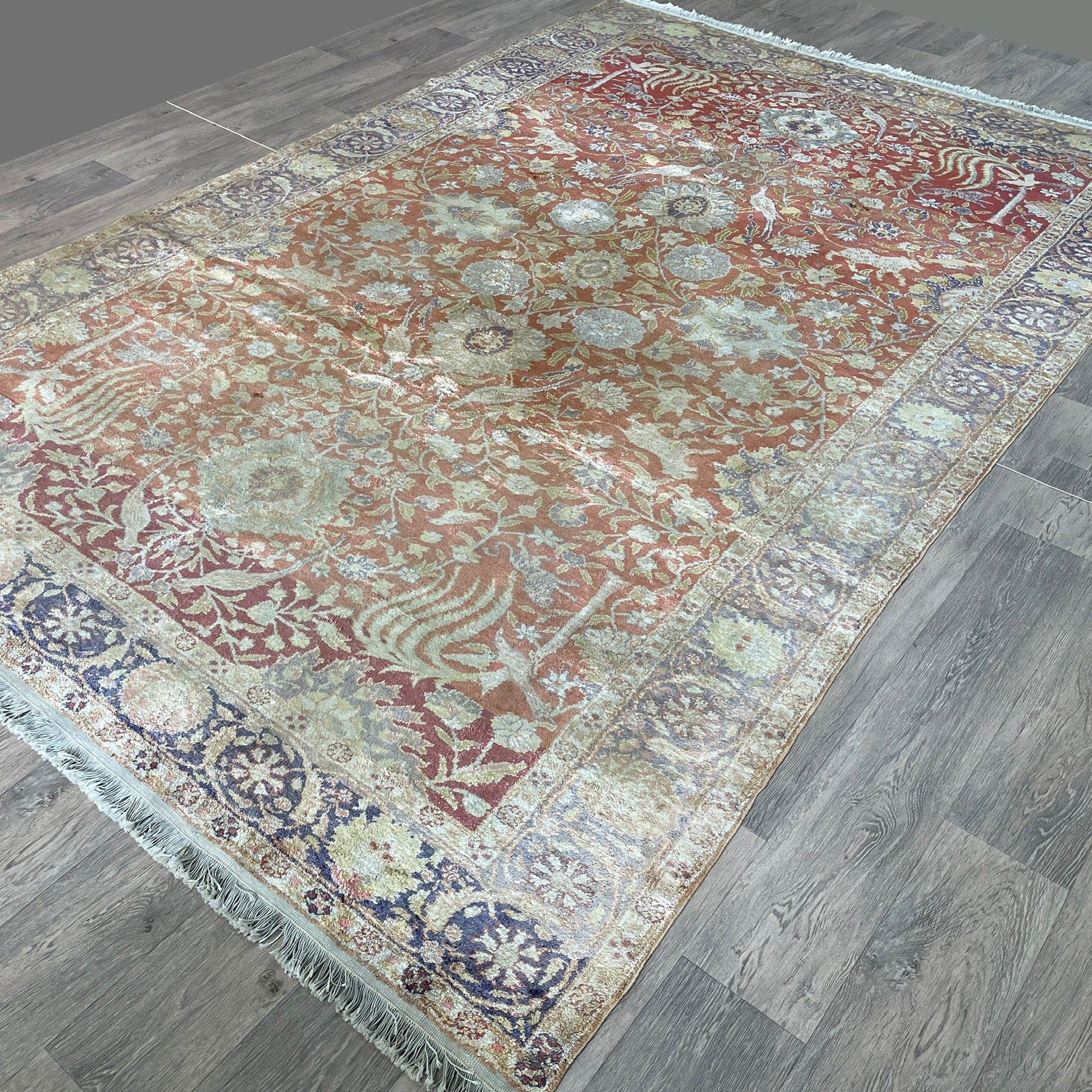 306 x 196 cm | Anatolian Kayseri Silk Rug (Antique 1950) - Khorasan Rugs