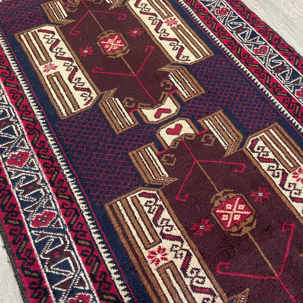 Afghan Herati Baluch Rug (Old 1980)