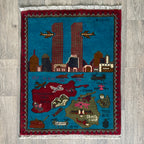 81 x 62 cm | Afghan 9/11 War Rug - Khorasan Rugs