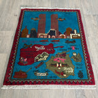 81 x 62 cm | Afghan 9/11 War Rug - Khorasan Rugs