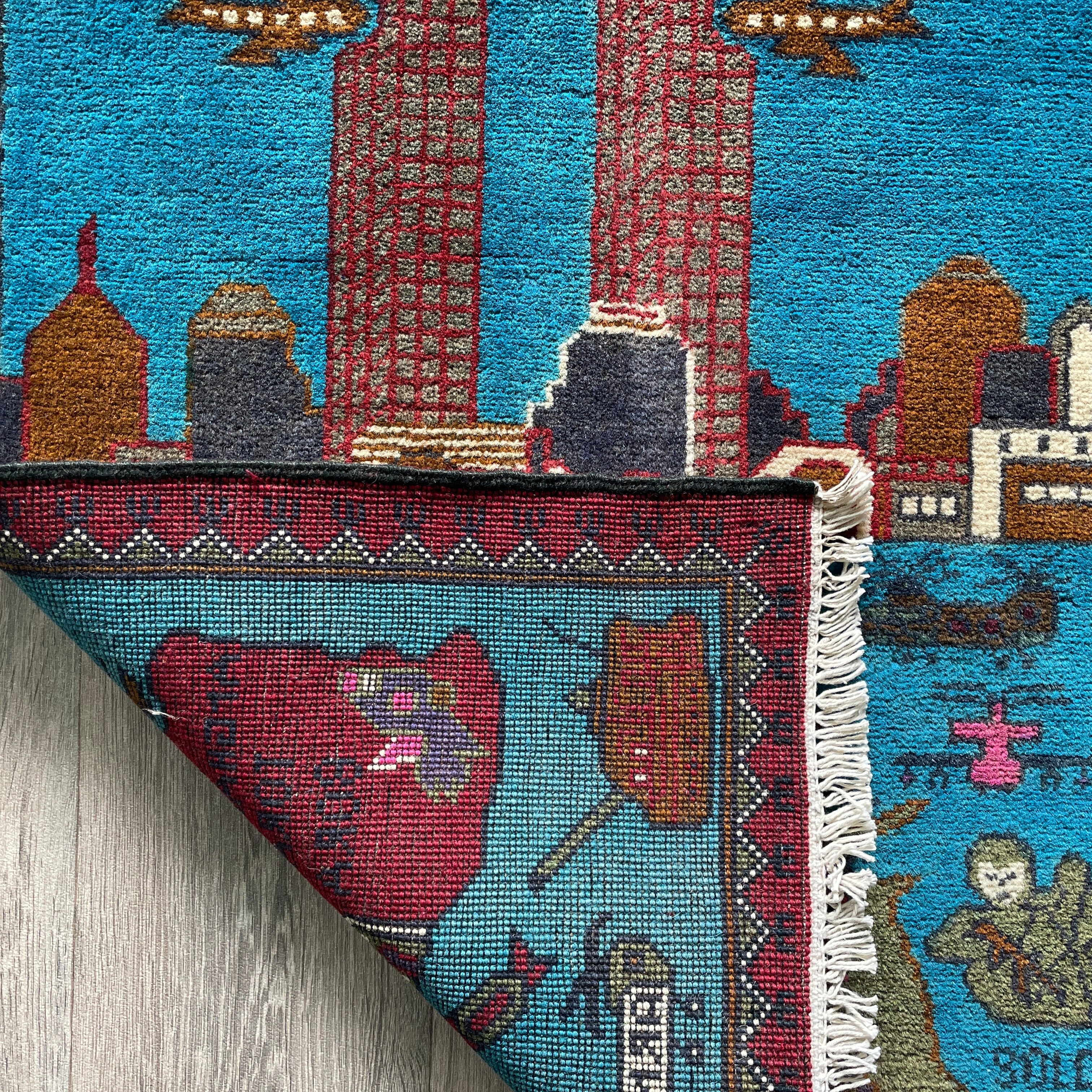 81 x 62 cm | Afghan 9/11 War Rug - Khorasan Rugs