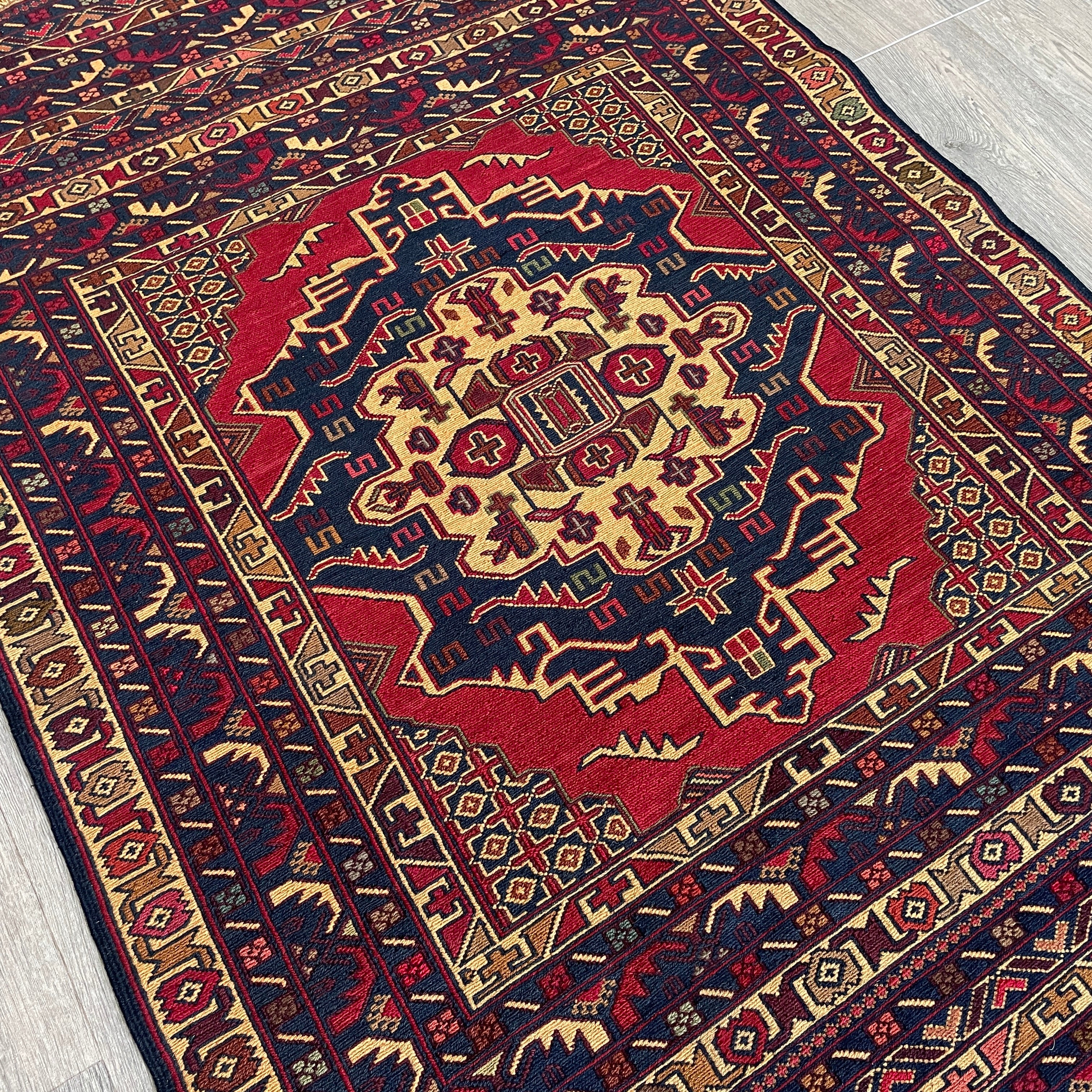 Afghan Fine Maliki Soumak Kilim Rug