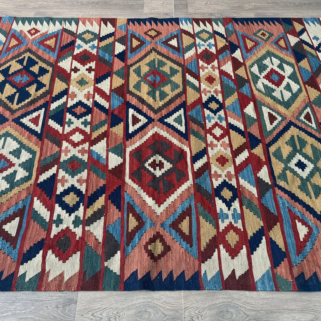 206 x 148 cm | Persian Qashqai Kilim Rug - Khorasan Rugs