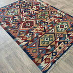 206 x 148 cm | Persian Qashqai Kilim Rug - Khorasan Rugs