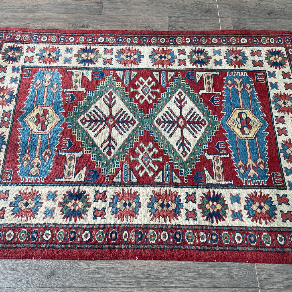 121 x 85 cm | Afghan Super Kazak Rug - Khorasan Rugs