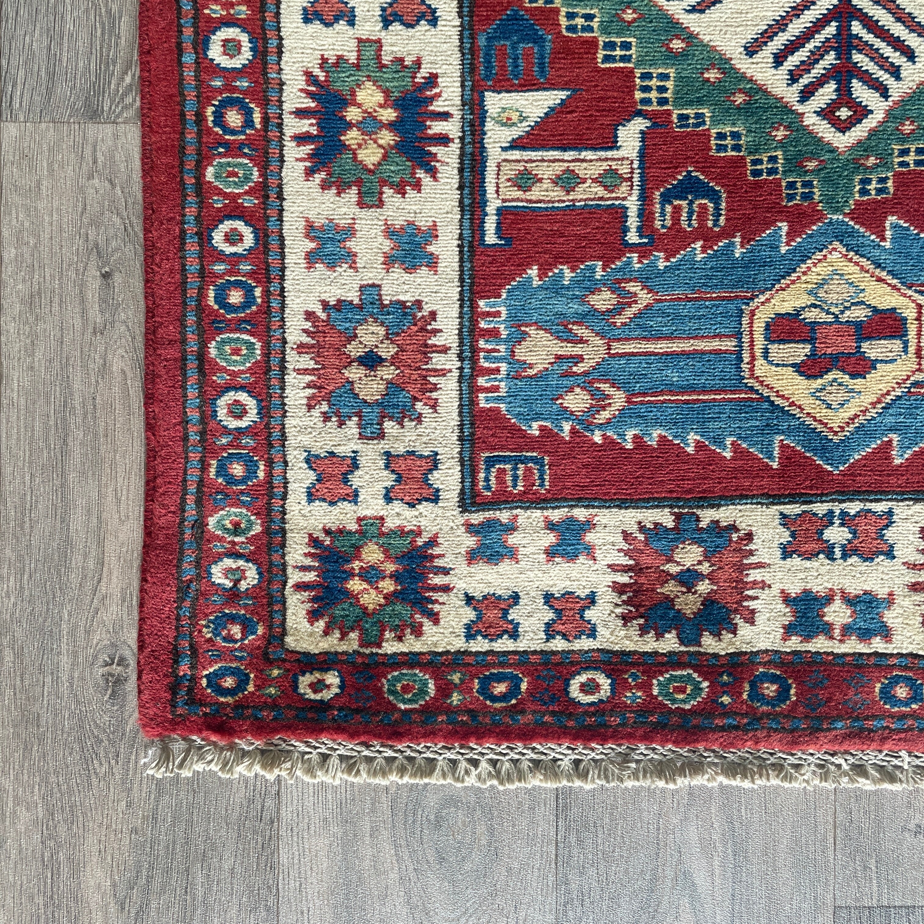 121 x 85 cm | Afghan Super Kazak Rug - Khorasan Rugs