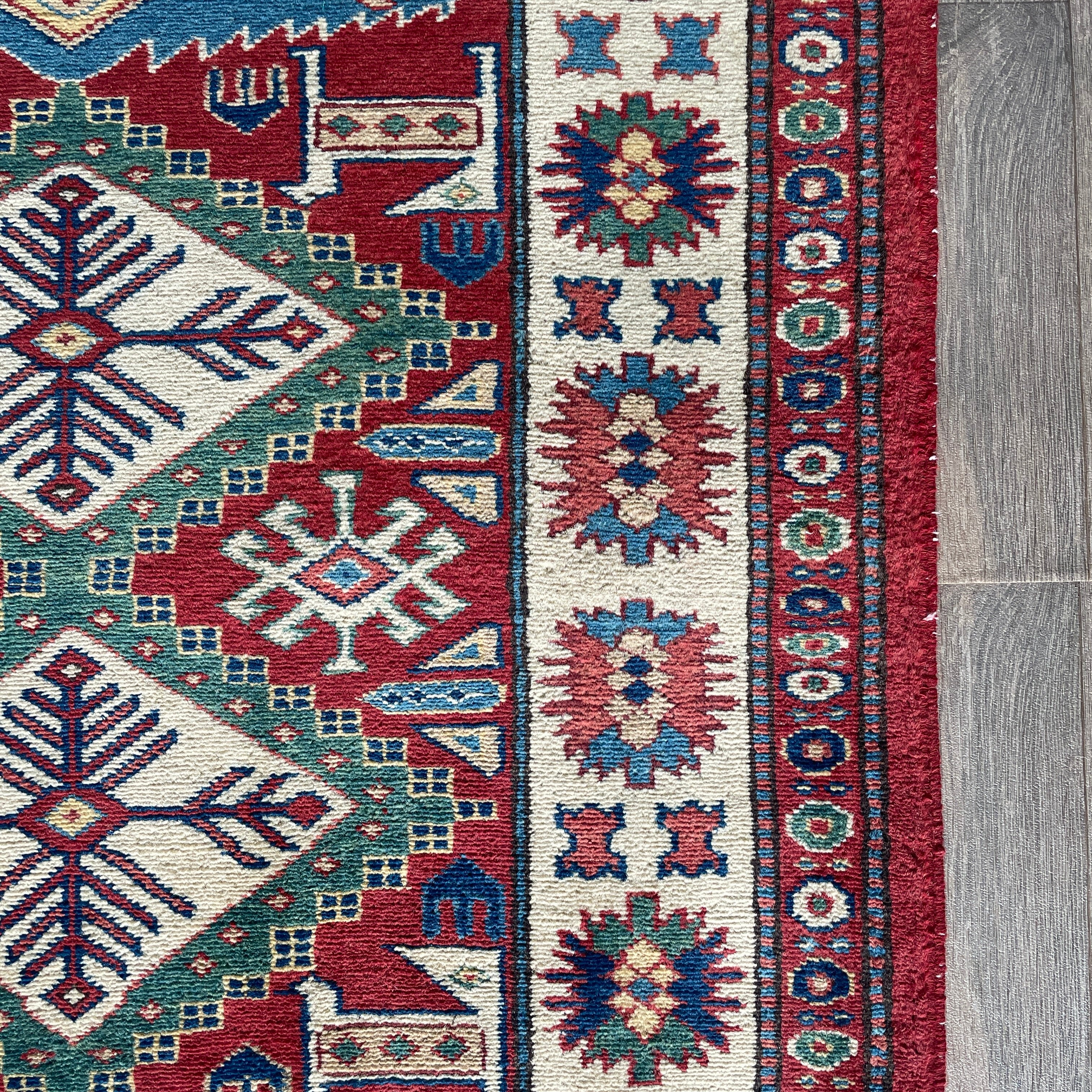 121 x 85 cm | Afghan Super Kazak Rug - Khorasan Rugs