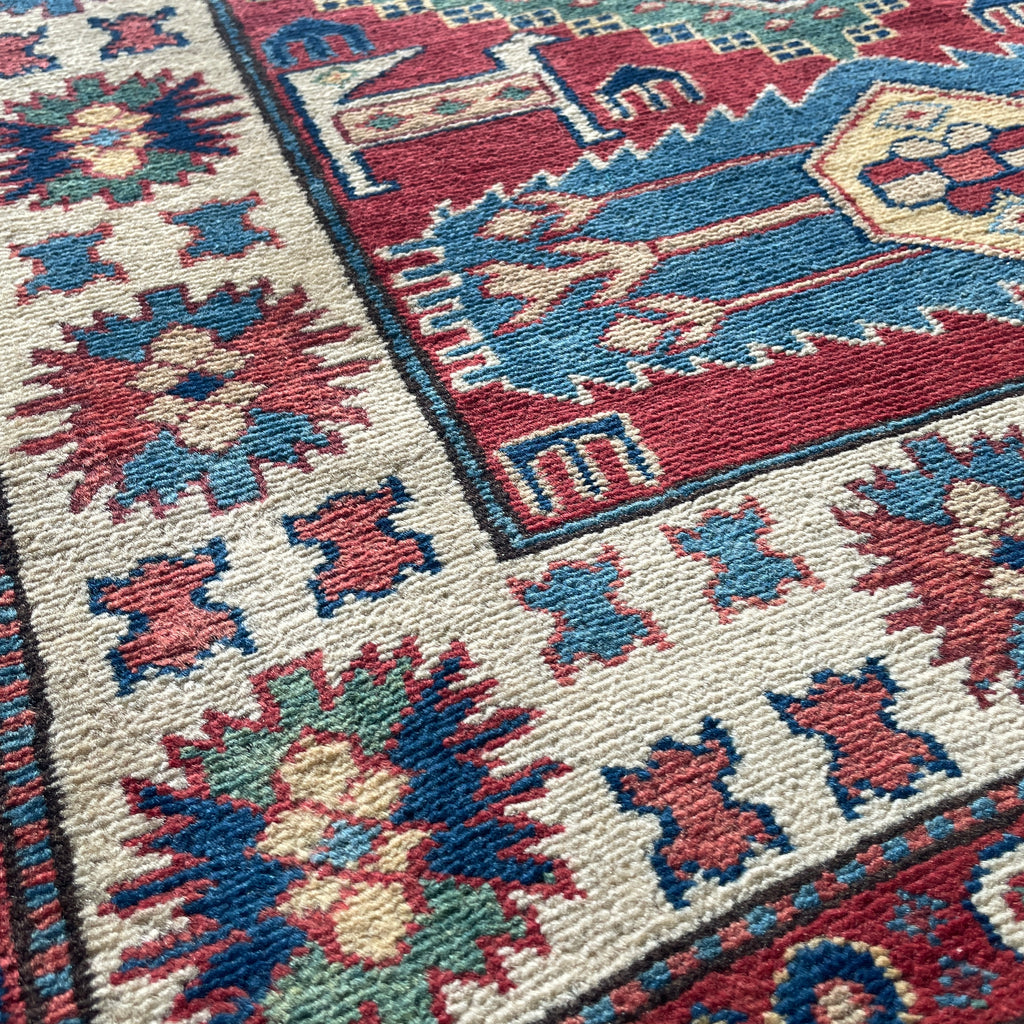 121 x 85 cm | Afghan Super Kazak Rug - Khorasan Rugs