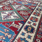 121 x 85 cm | Afghan Super Kazak Rug - Khorasan Rugs