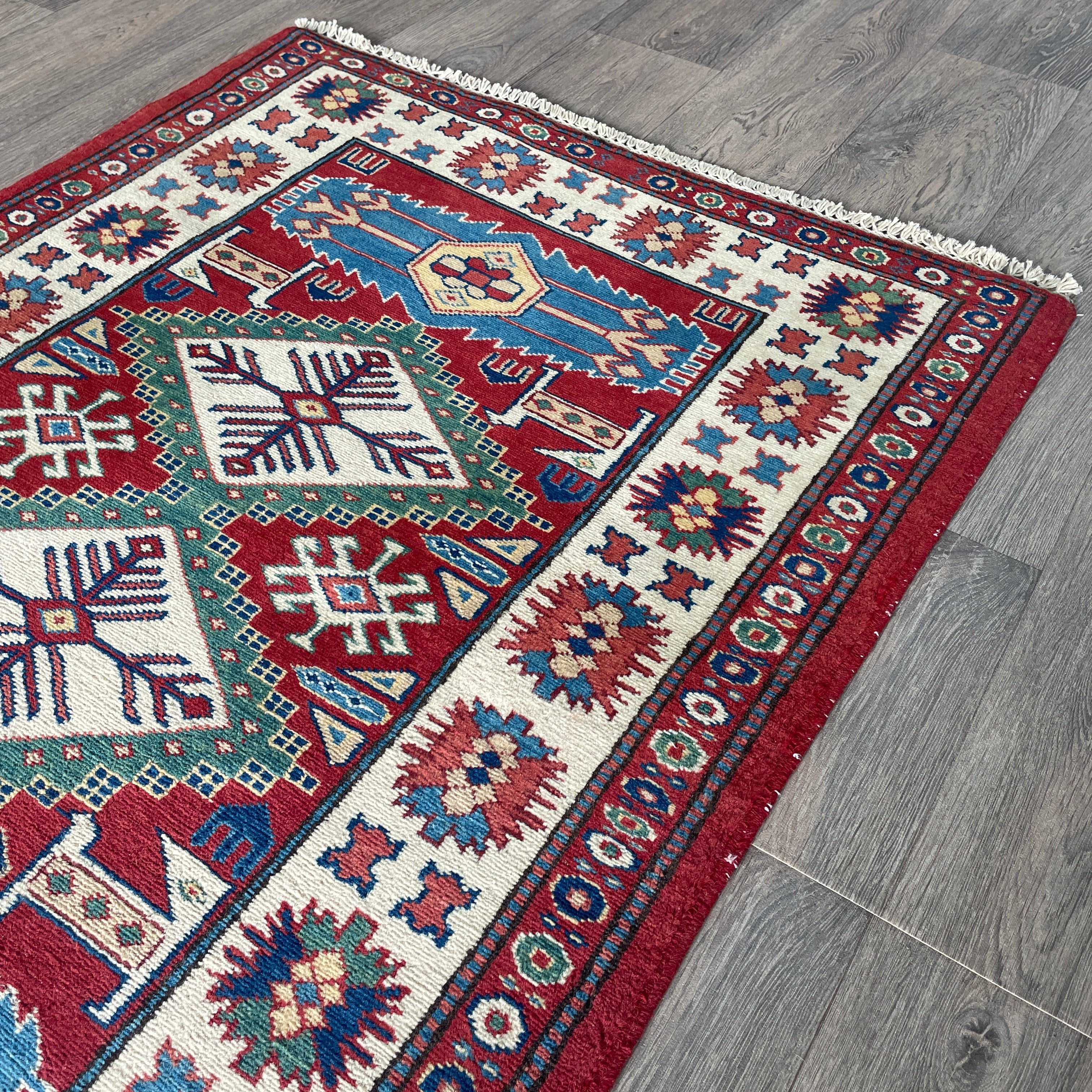 121 x 85 cm | Afghan Super Kazak Rug - Khorasan Rugs