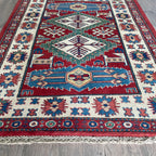 121 x 85 cm | Afghan Super Kazak Rug - Khorasan Rugs