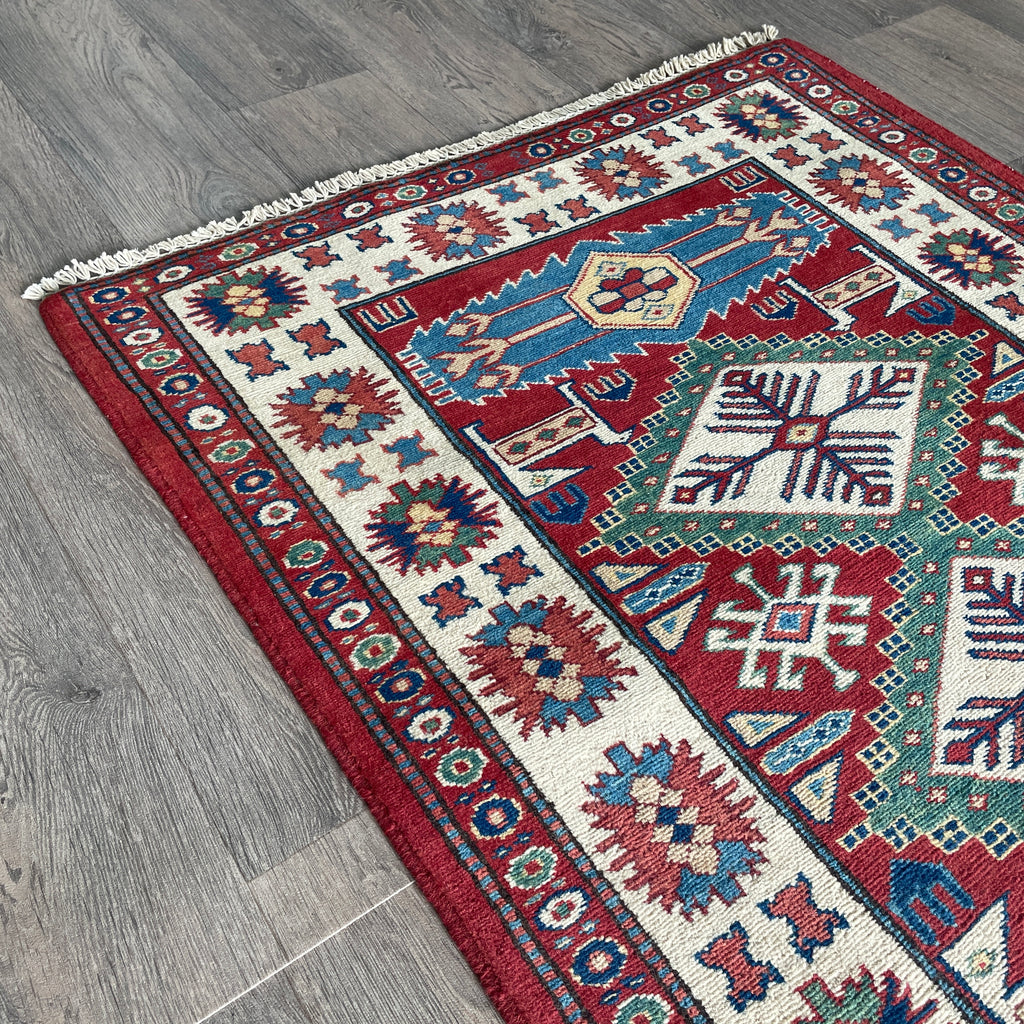 121 x 85 cm | Afghan Super Kazak Rug - Khorasan Rugs