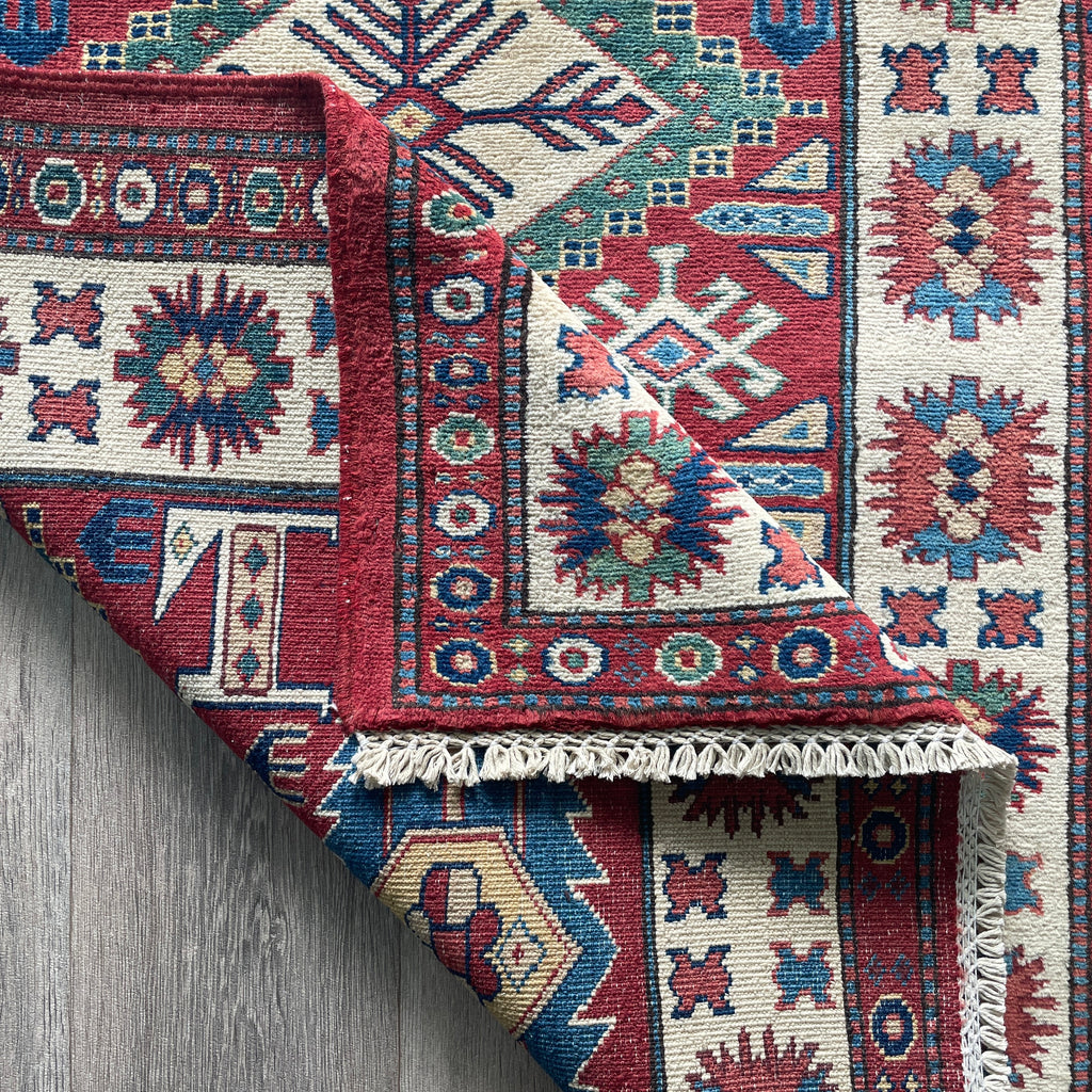 121 x 85 cm | Afghan Super Kazak Rug - Khorasan Rugs