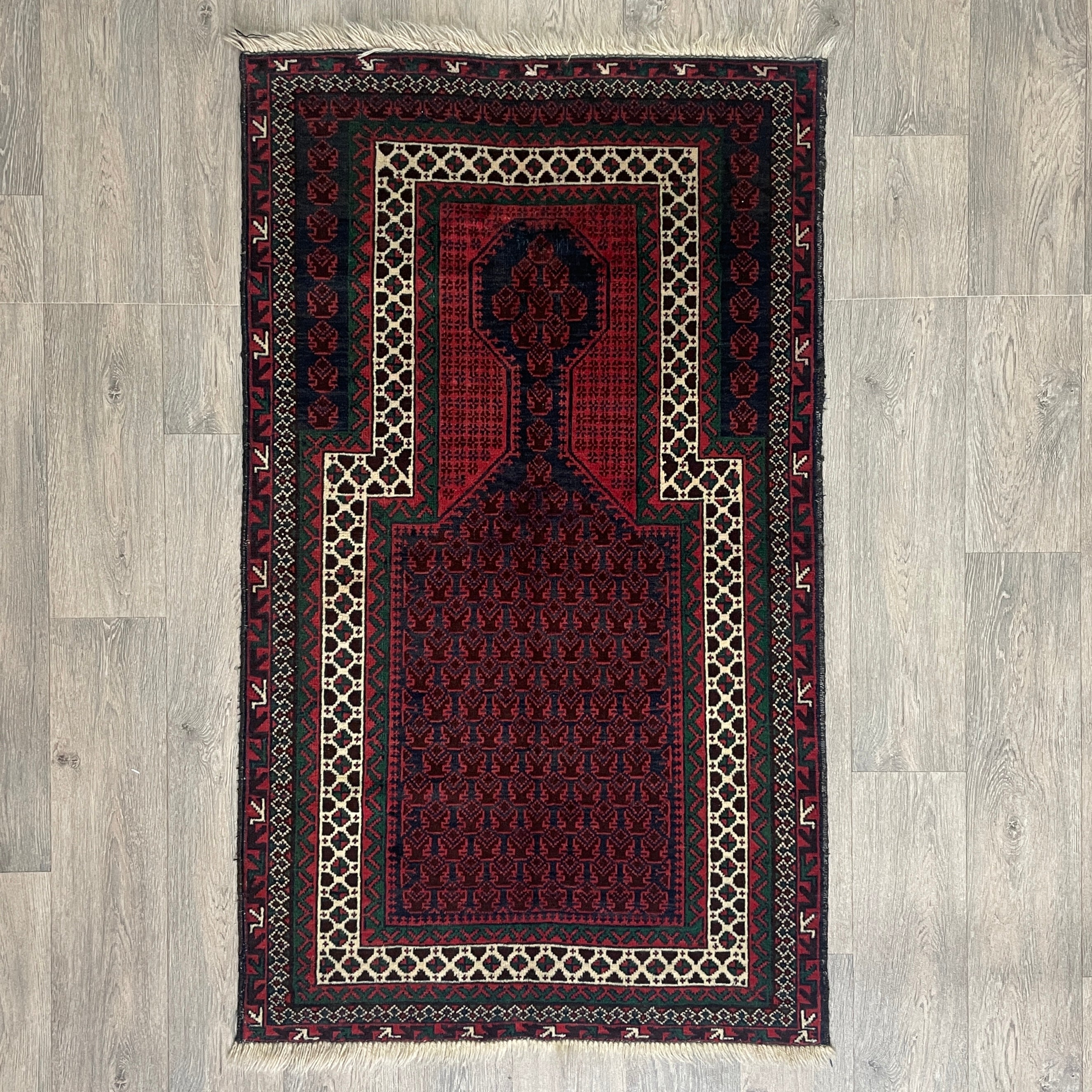 Old Afghan Herati Baluch Rug c. 1980
