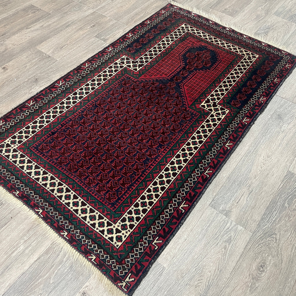 Old Afghan Herati Baluch Rug c. 1980