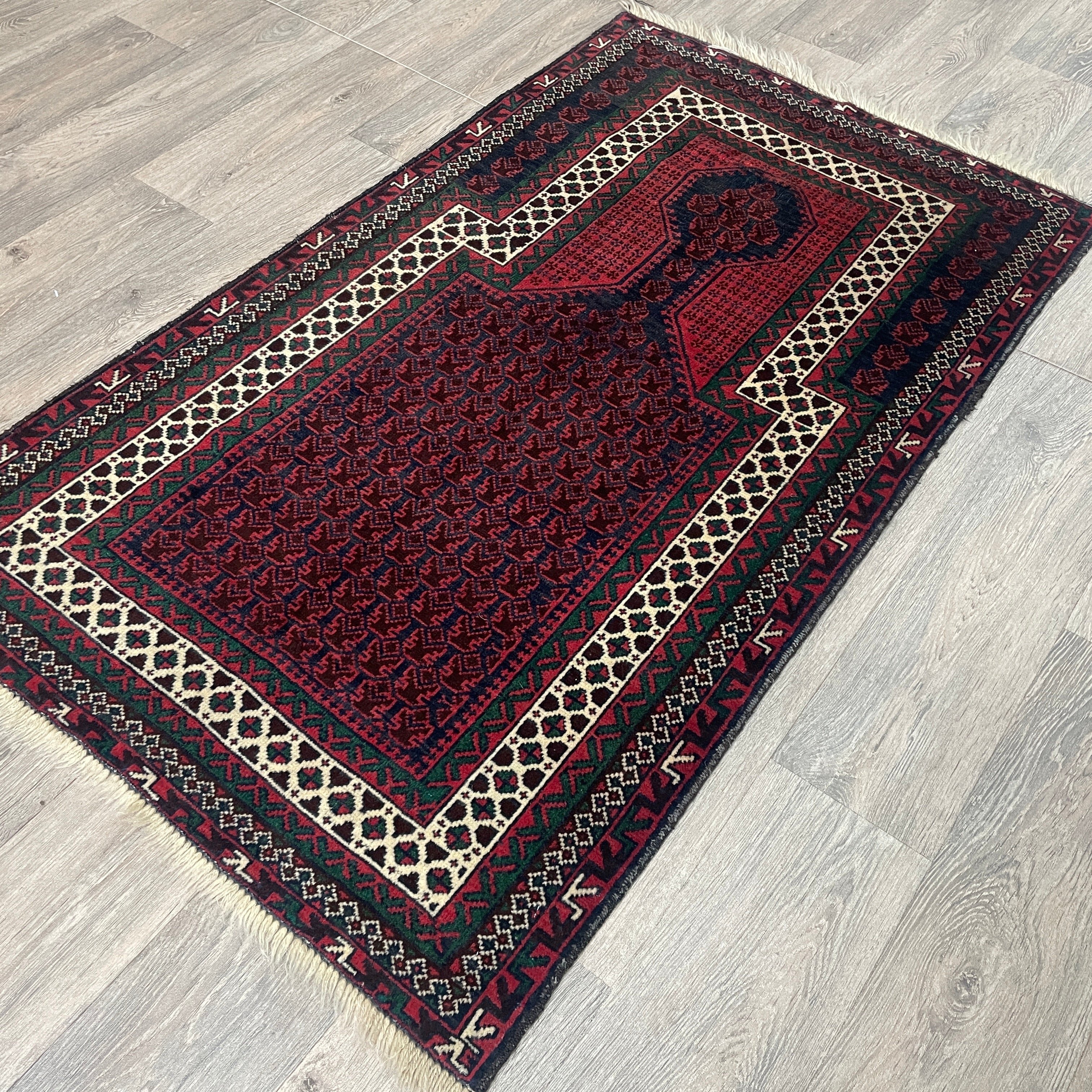 Old Afghan Herati Baluch Rug c. 1980