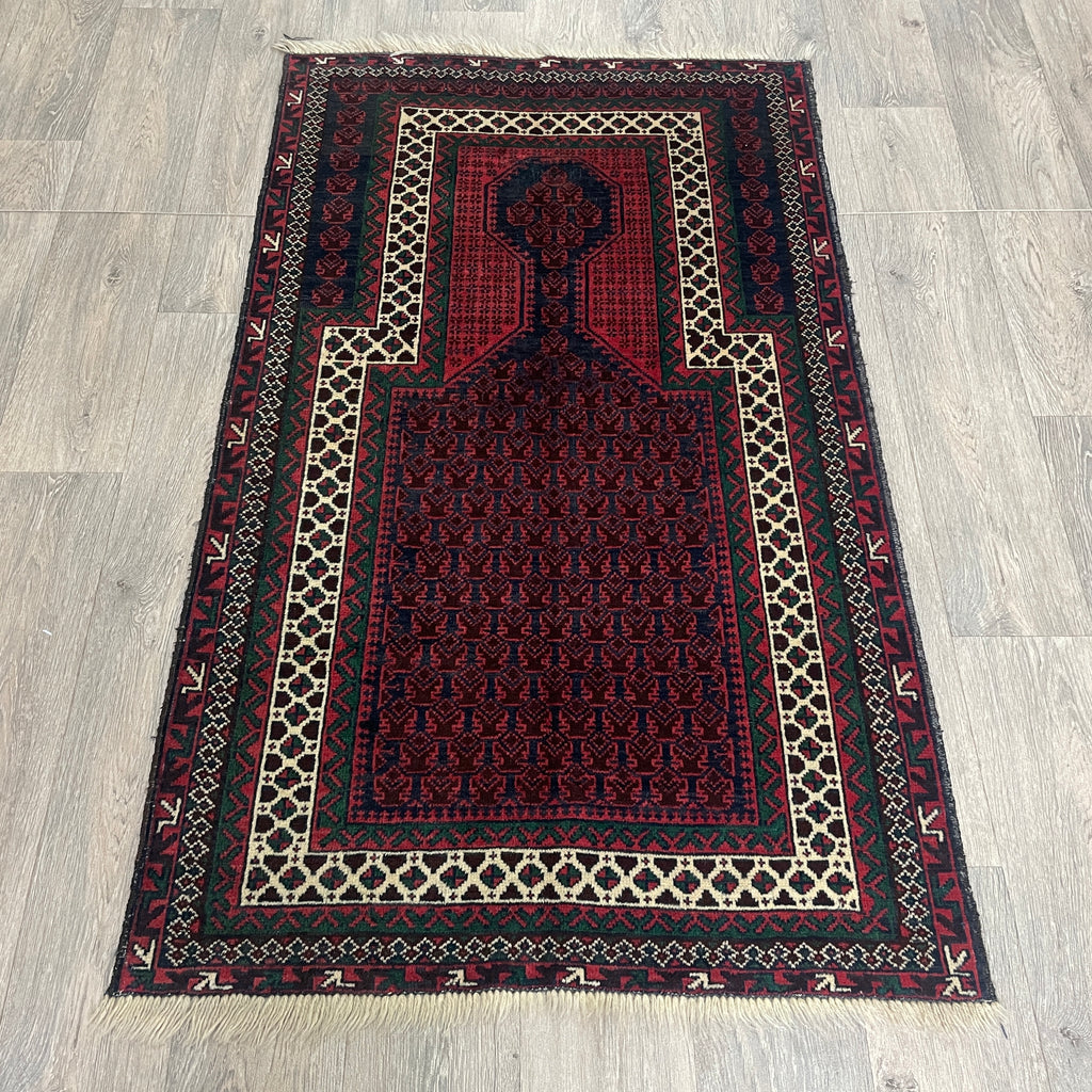 Old Afghan Herati Baluch Rug c. 1980