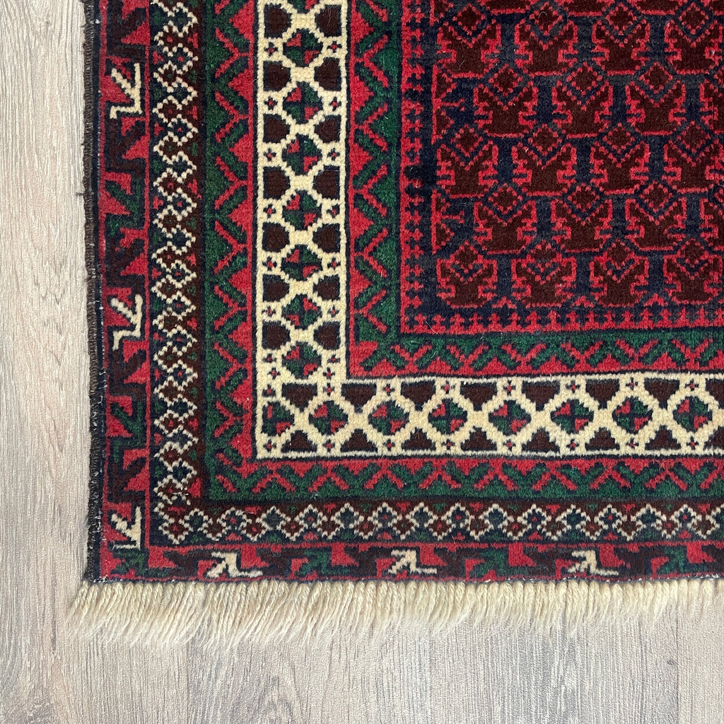Old Afghan Herati Baluch Rug c. 1980