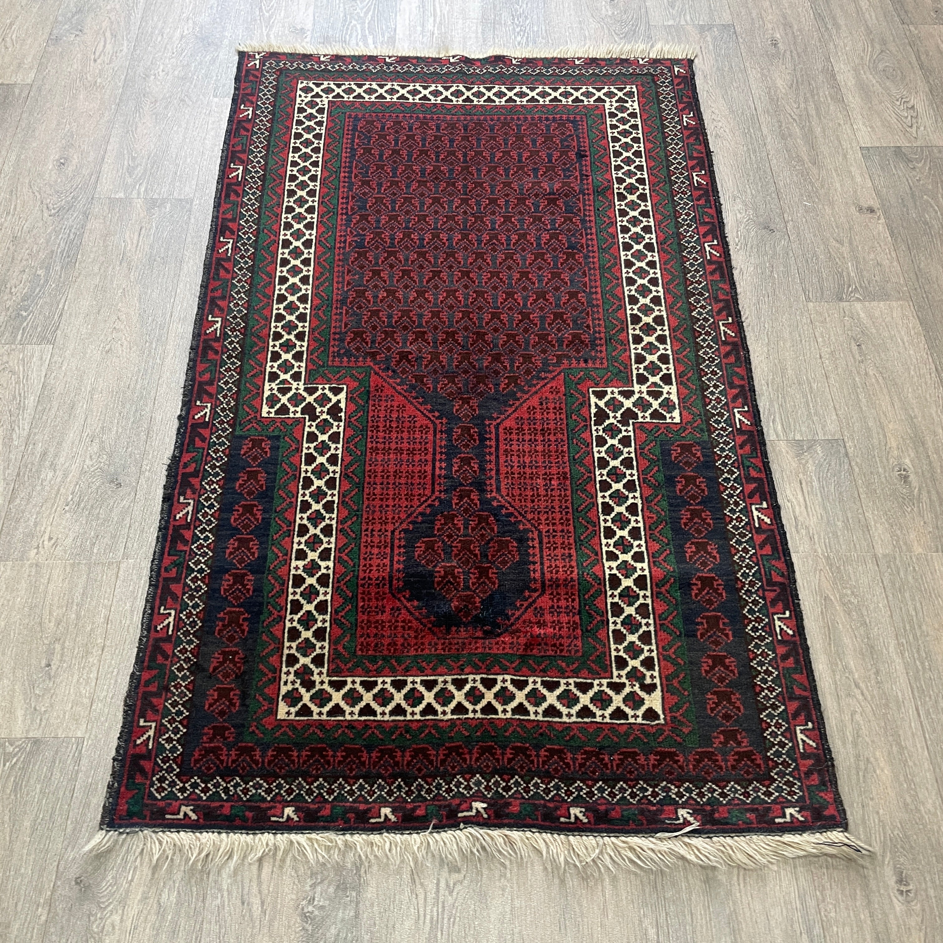 Old Afghan Herati Baluch Rug c. 1980