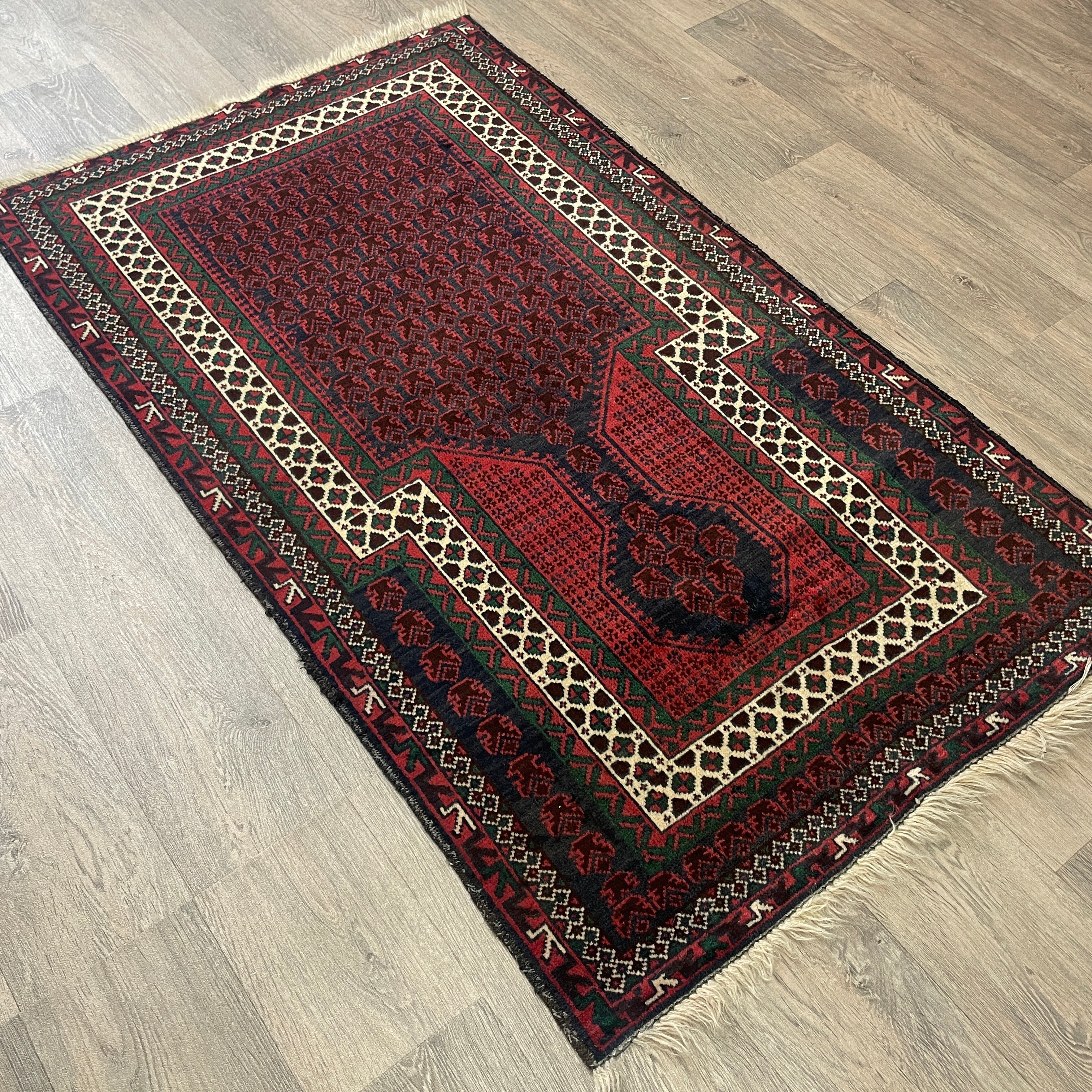 Old Afghan Herati Baluch Rug c. 1980