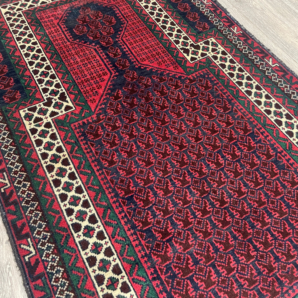 Old Afghan Herati Baluch Rug c. 1980