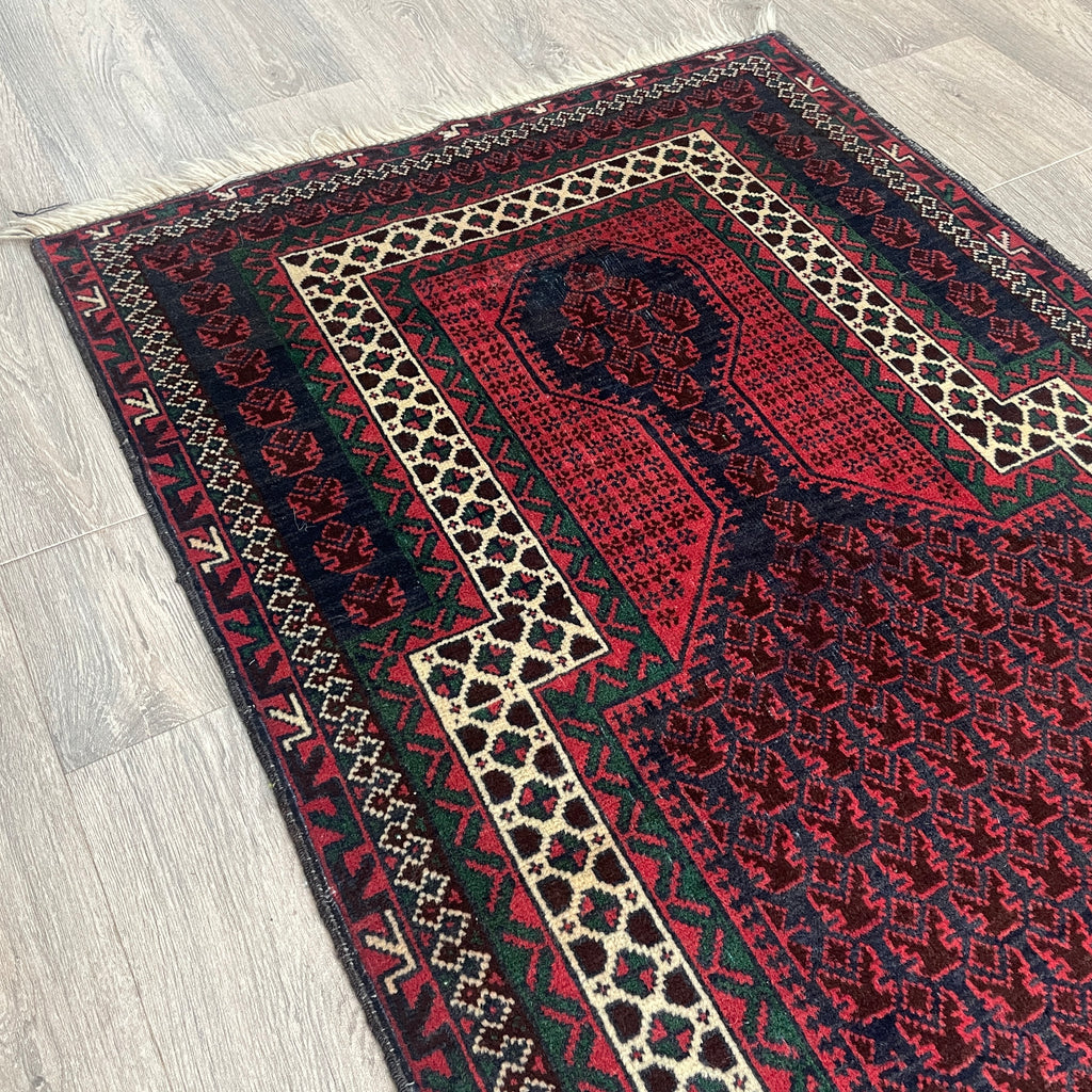 Old Afghan Herati Baluch Rug c. 1980