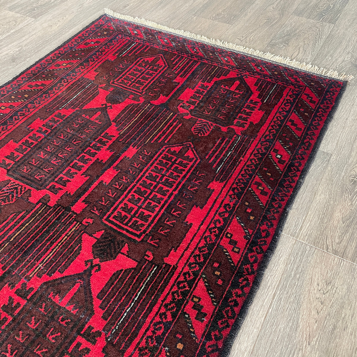 Vintage Afghan Herati Baluch Rug c. 1980