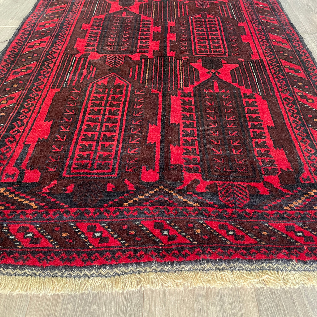 Vintage Afghan Herati Baluch Rug c. 1980