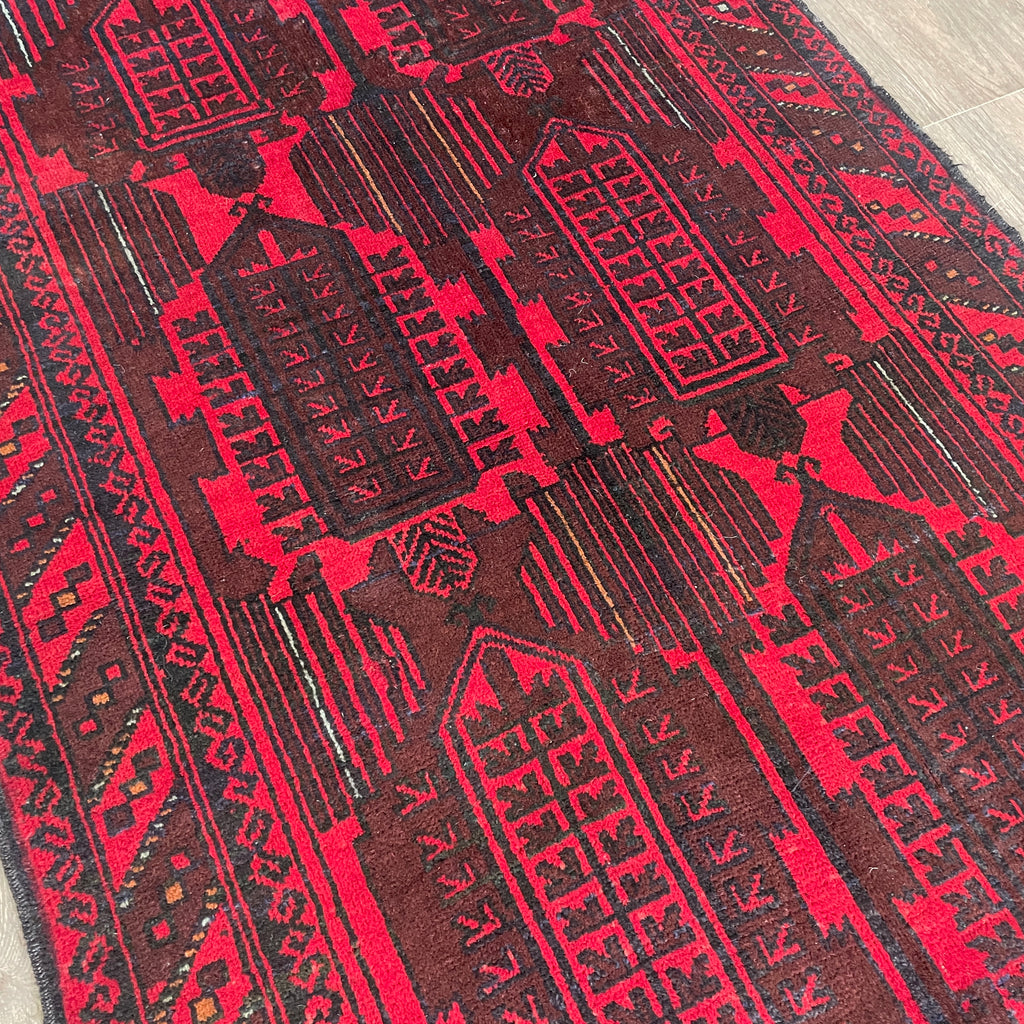 Vintage Afghan Herati Baluch Rug c. 1980