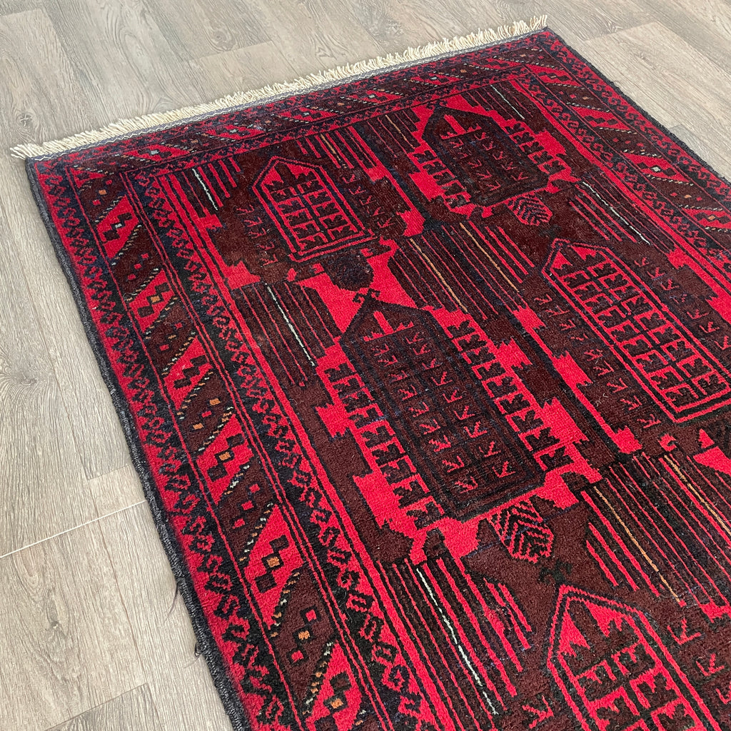 Vintage Afghan Herati Baluch Rug c. 1980